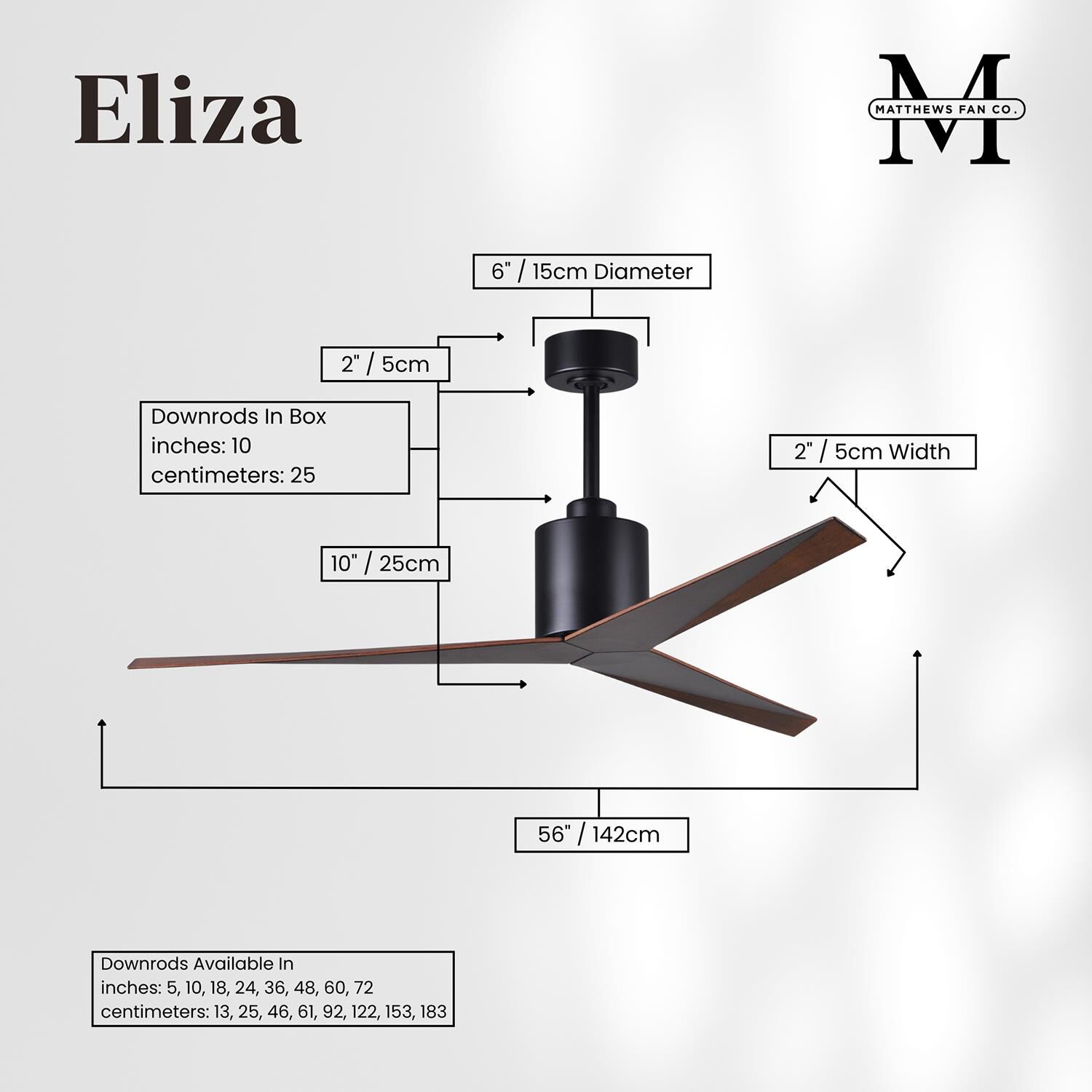 Eliza Outdoor Rated 56 Inch Ceiling Fan by Matthews Fan Company