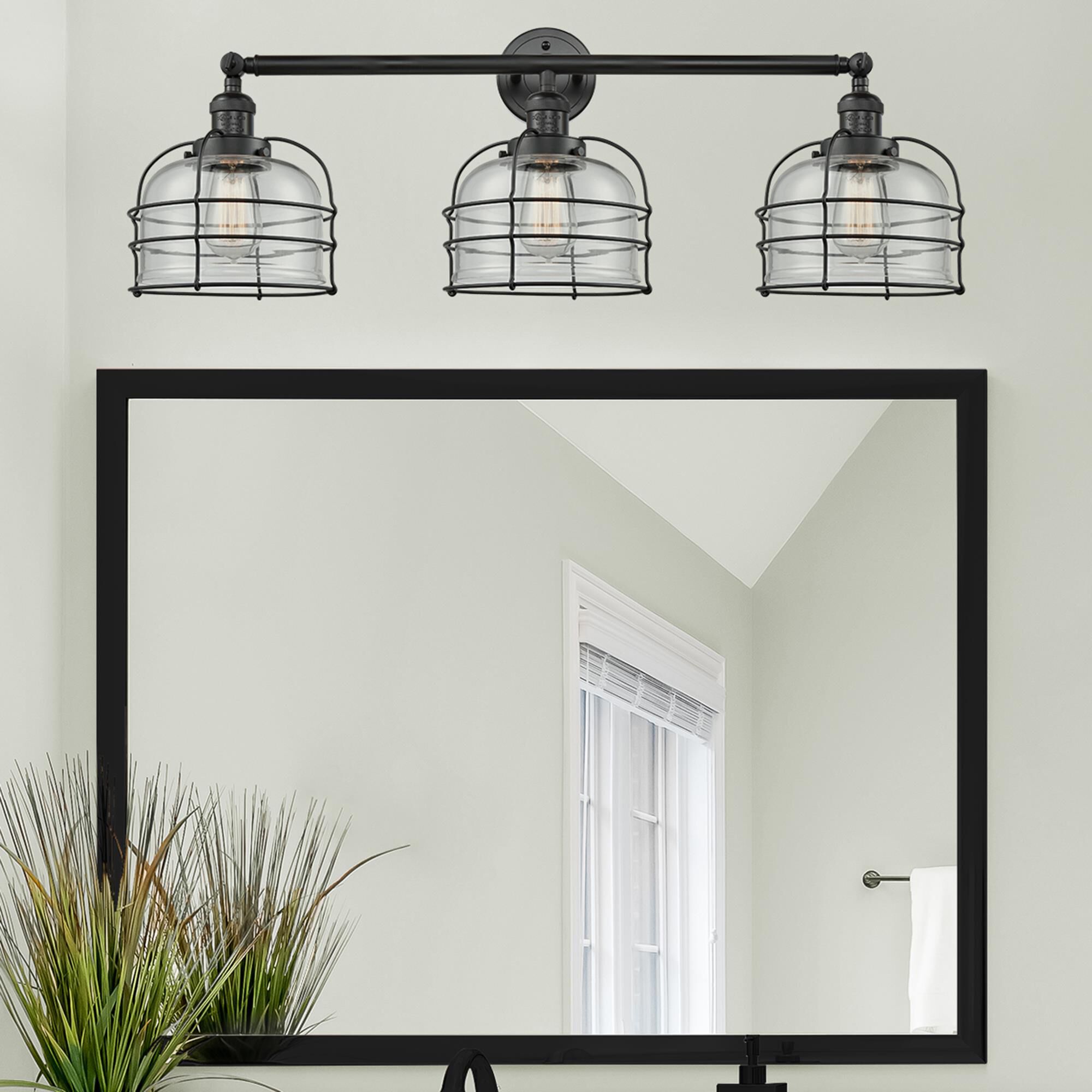 Bruno Marashlian Large Bell Cage 34 Inch 3 Light Bath Vanity Light by Innovations Lighting