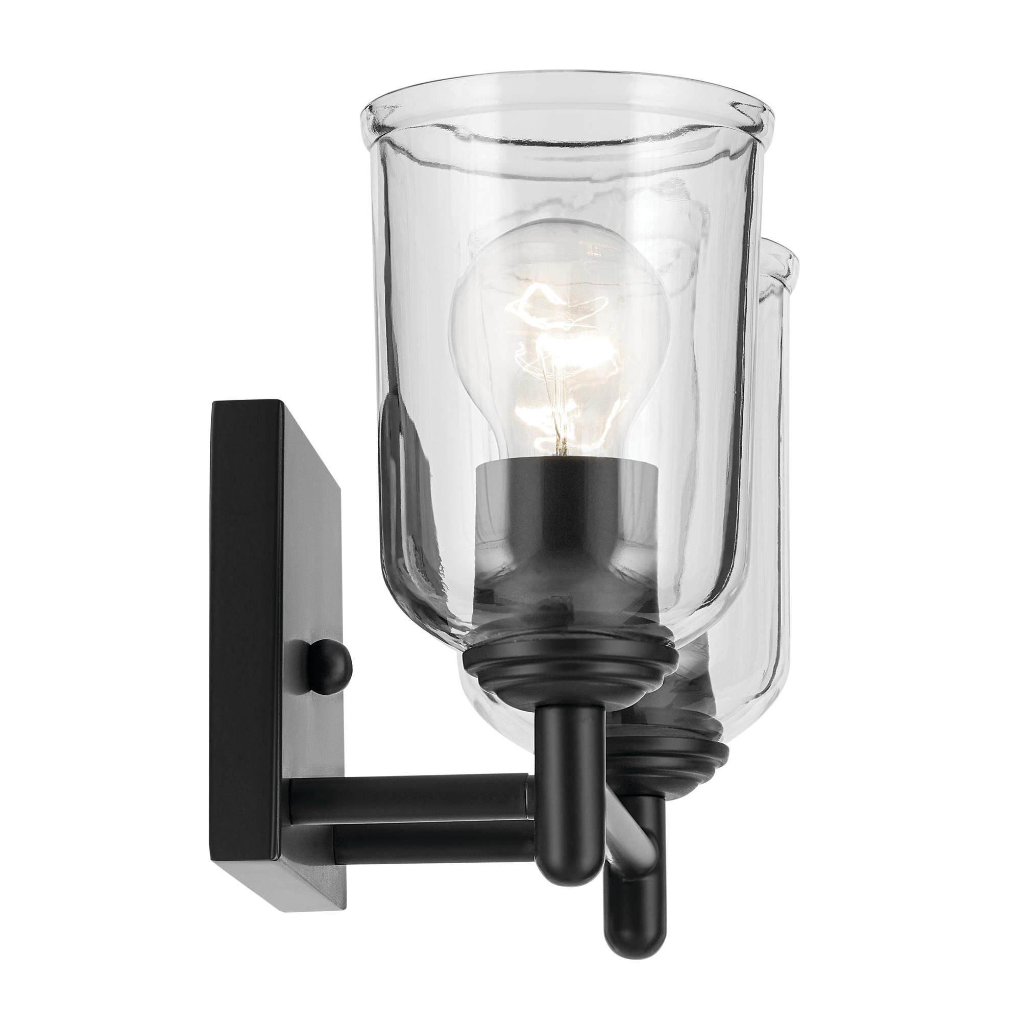Shown in Black finish and Clear glass