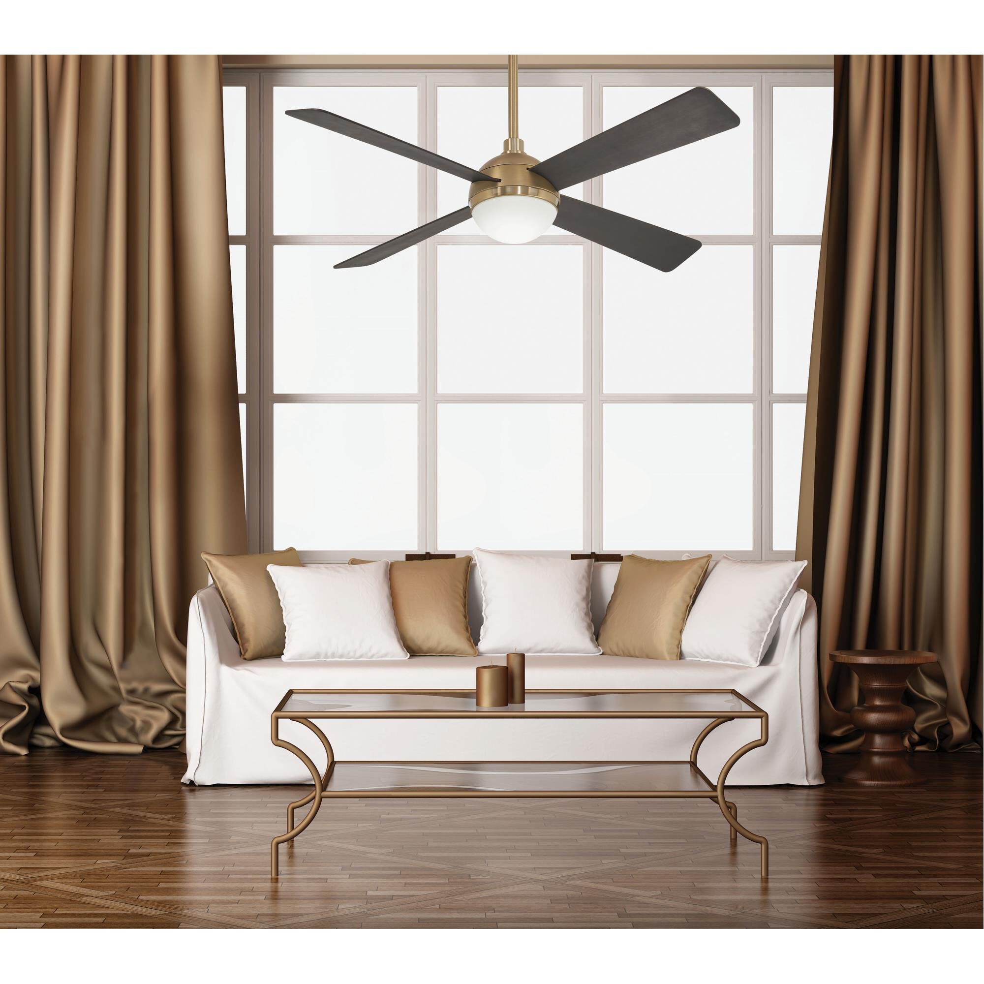 Shown in Brushed Brass - Soft Brass finish and Etched Opal glass