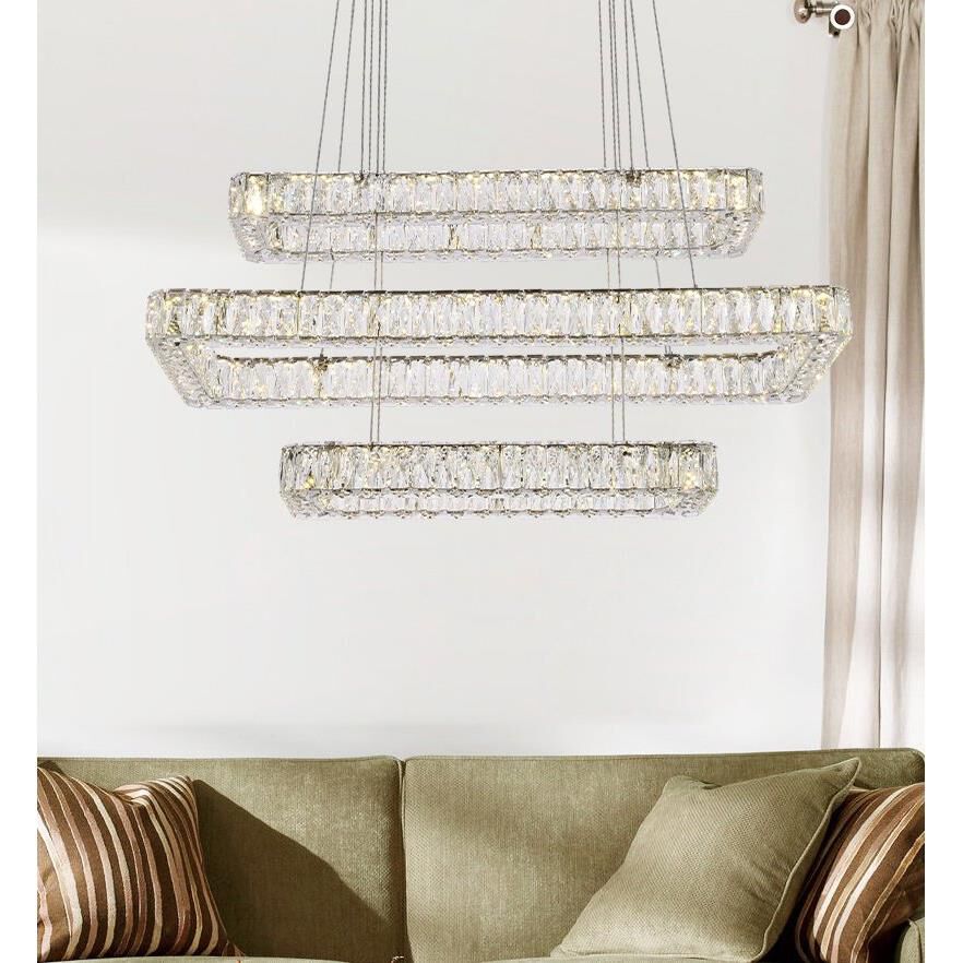 Monroe 42 Inch 3 Light LED Linear Suspension Light by Elegant Lighting