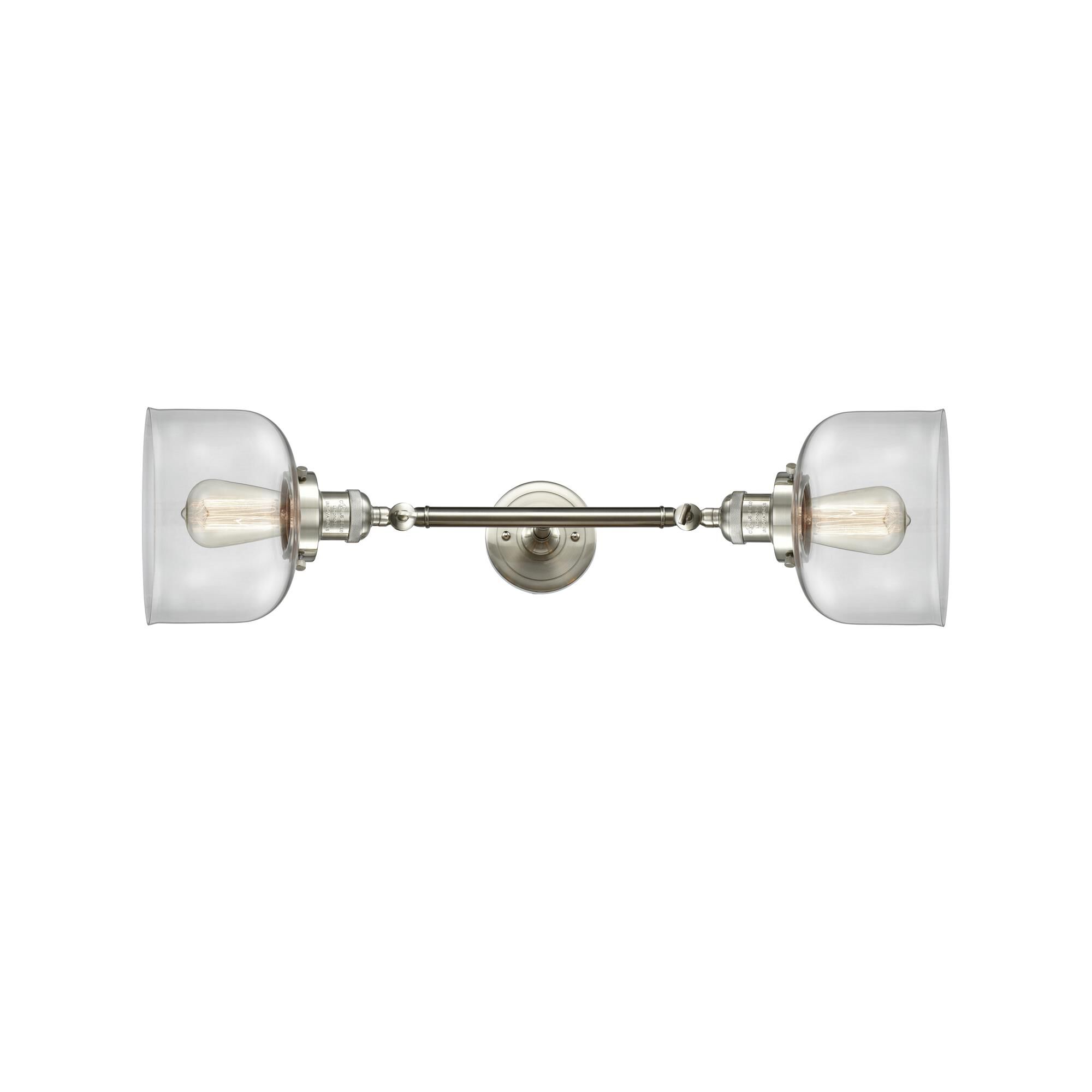 Shown in Brushed Satin Nickel finish and Clear glass