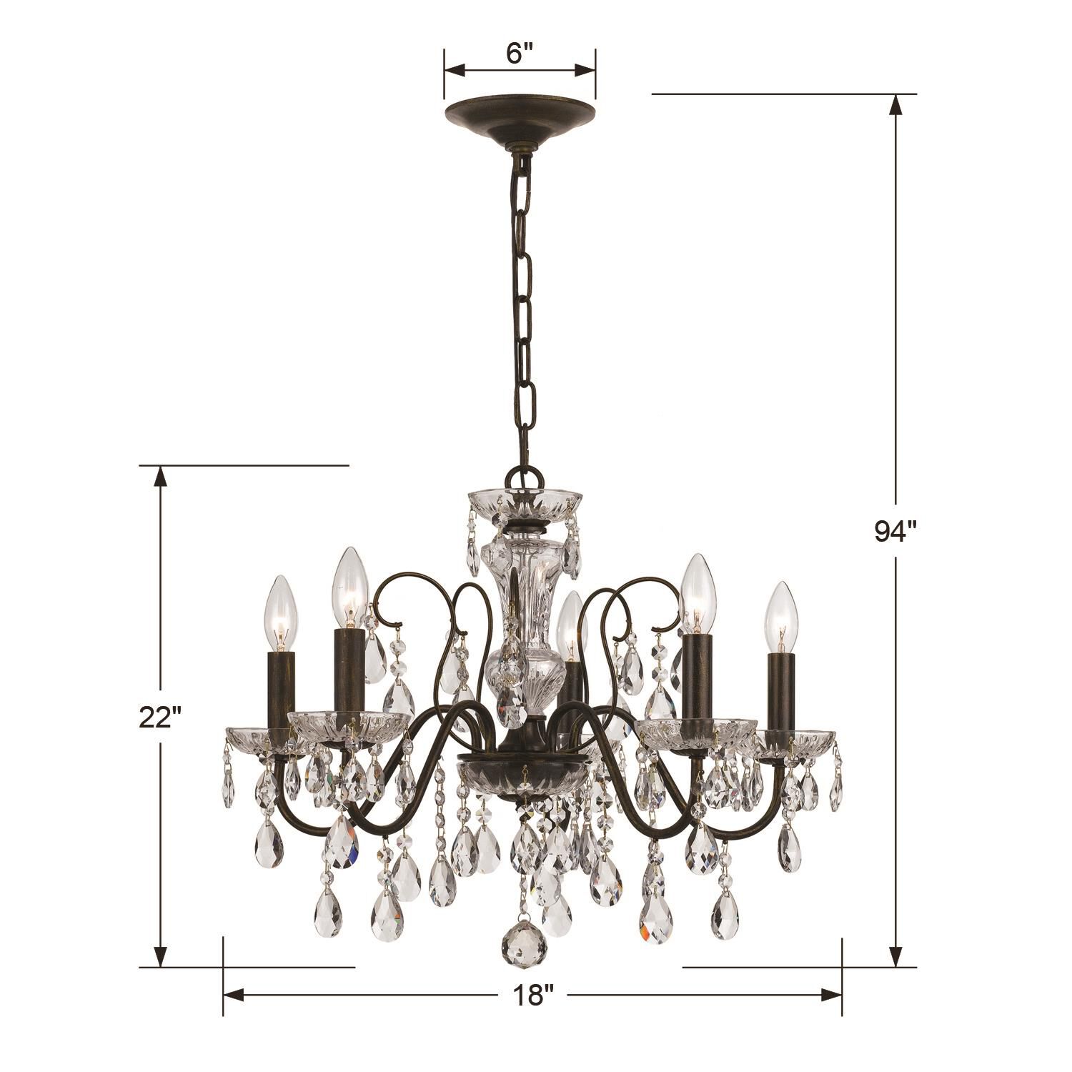 Butler 23 Inch 5 Light Chandelier by Crystorama
