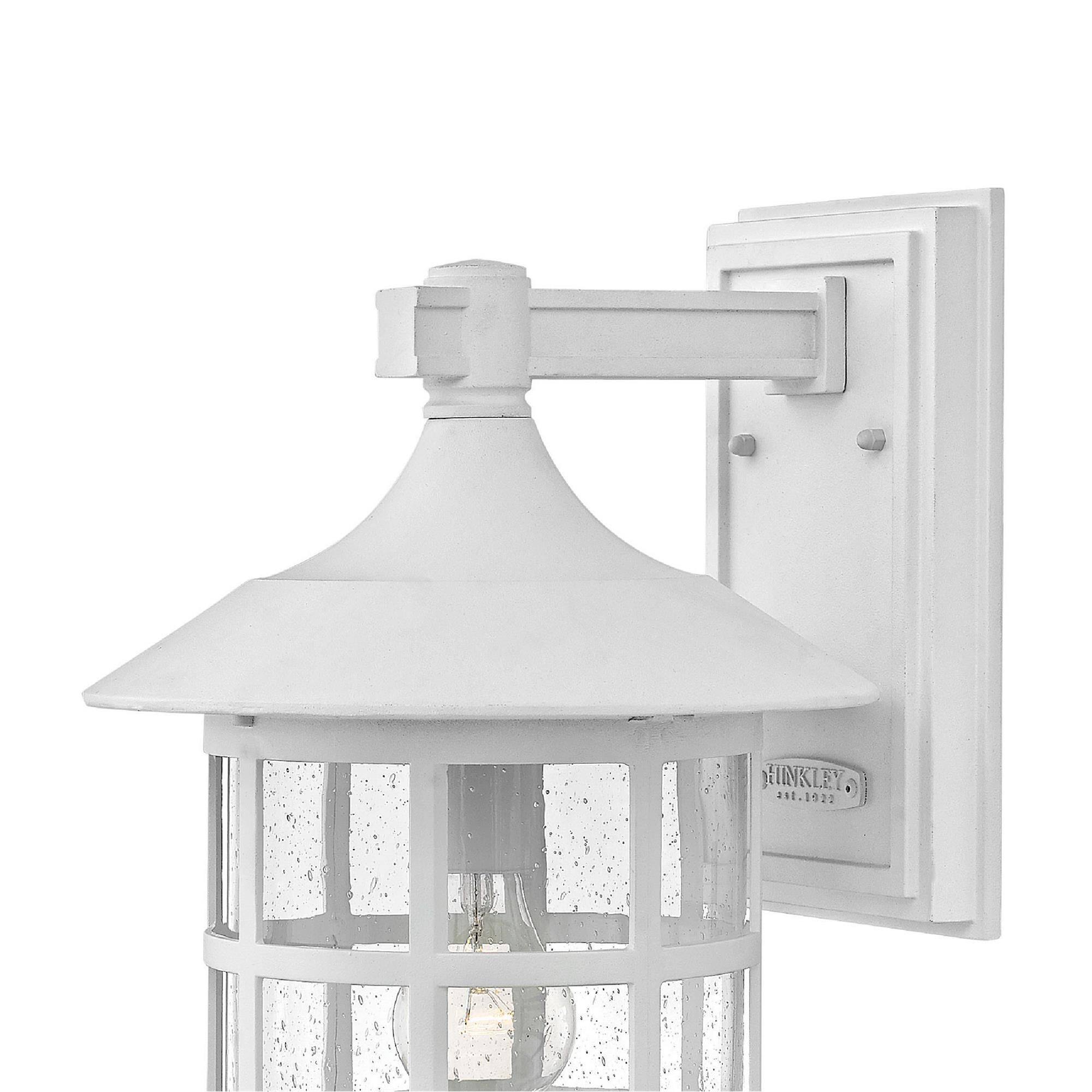 Shown in Textured White finish and Clear Seedy glass