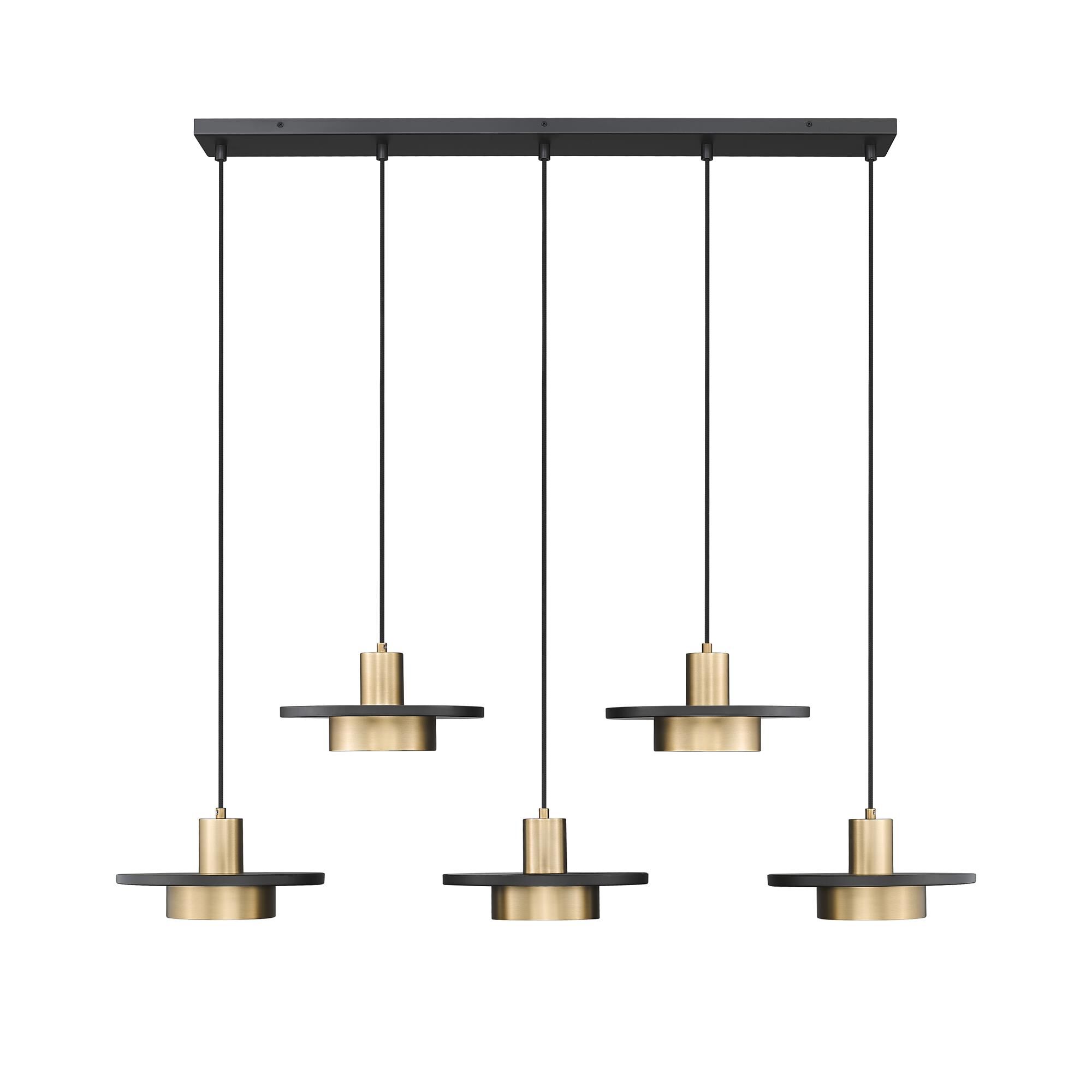 Shown in Matte Black and Modern Gold finish and Frosted glass
