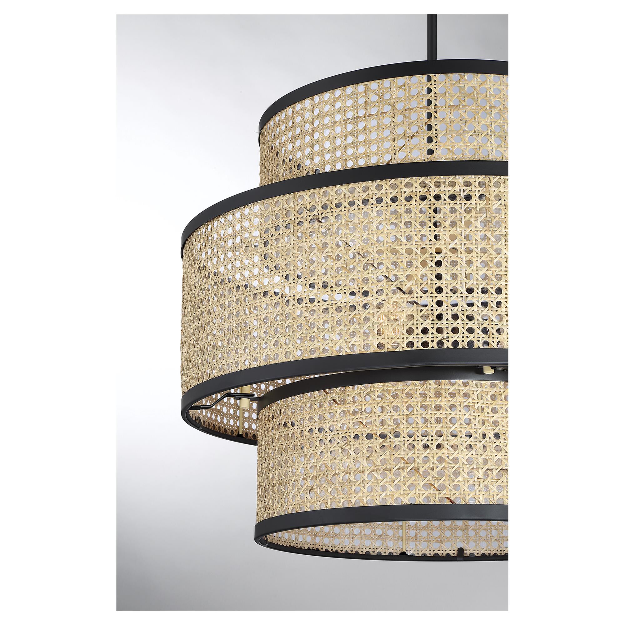 Shown in Natural Cane with Matte Black finish and Natural Cane shade