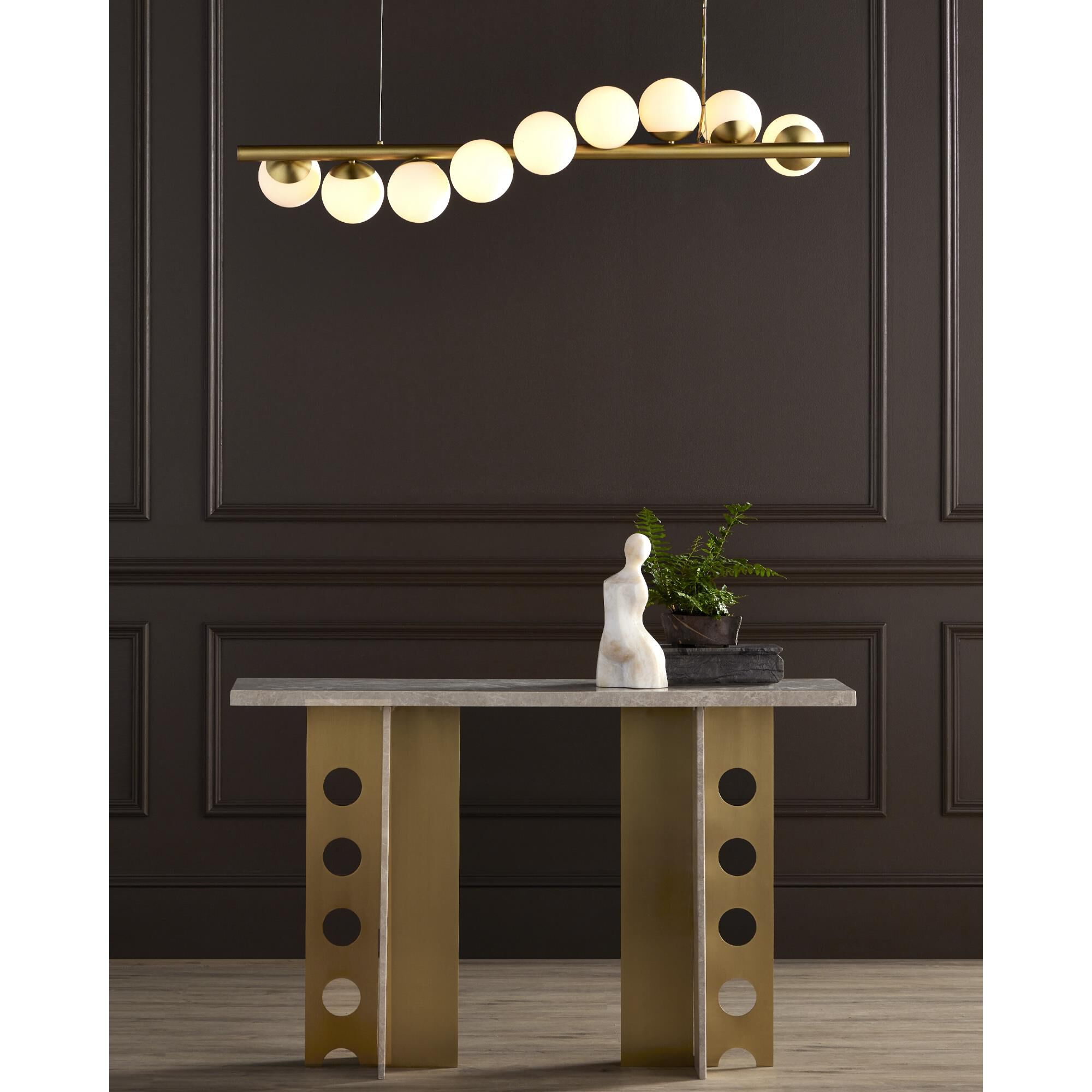 Shown in Brushed Brass and White finish
