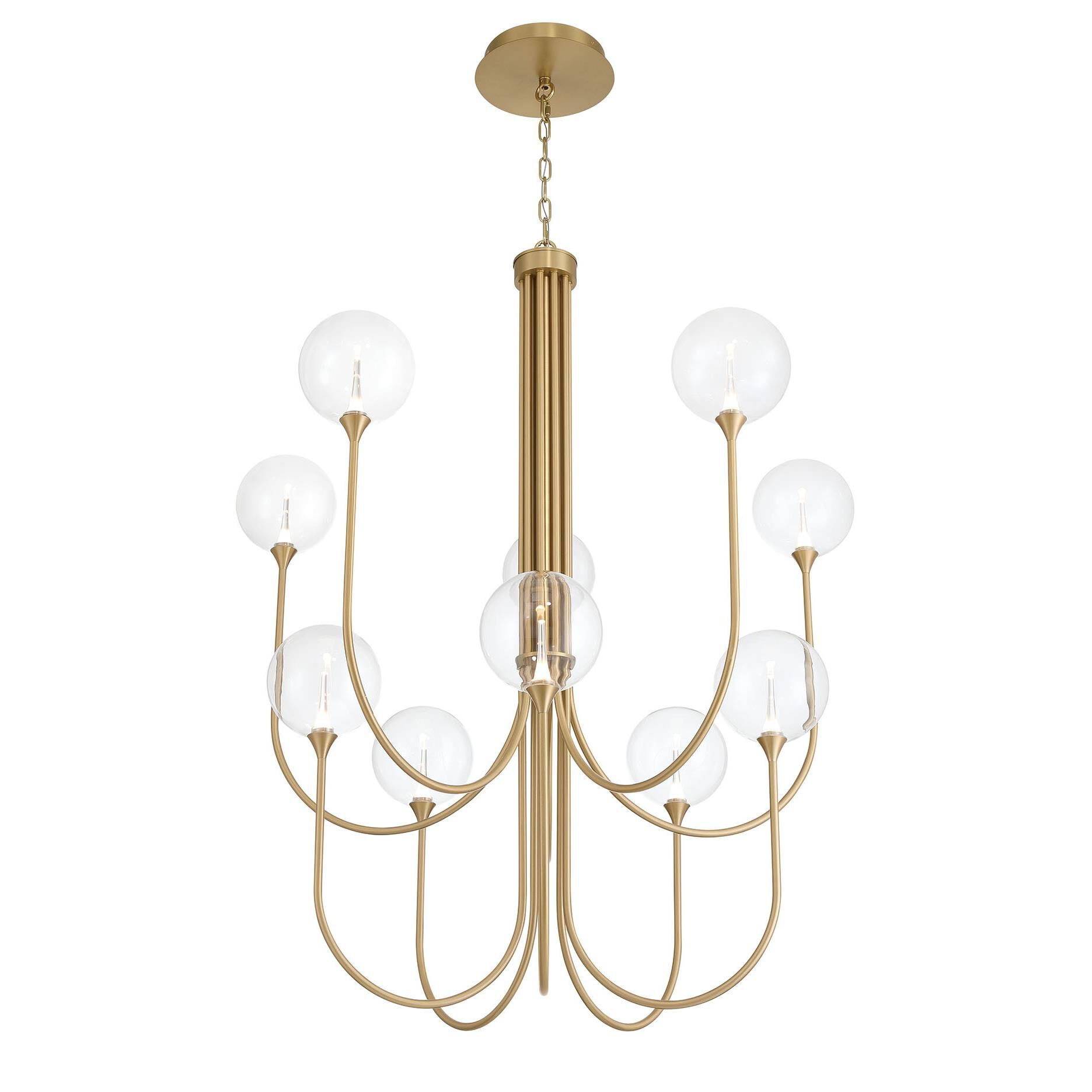 Shown in Gold finish and Clear glass