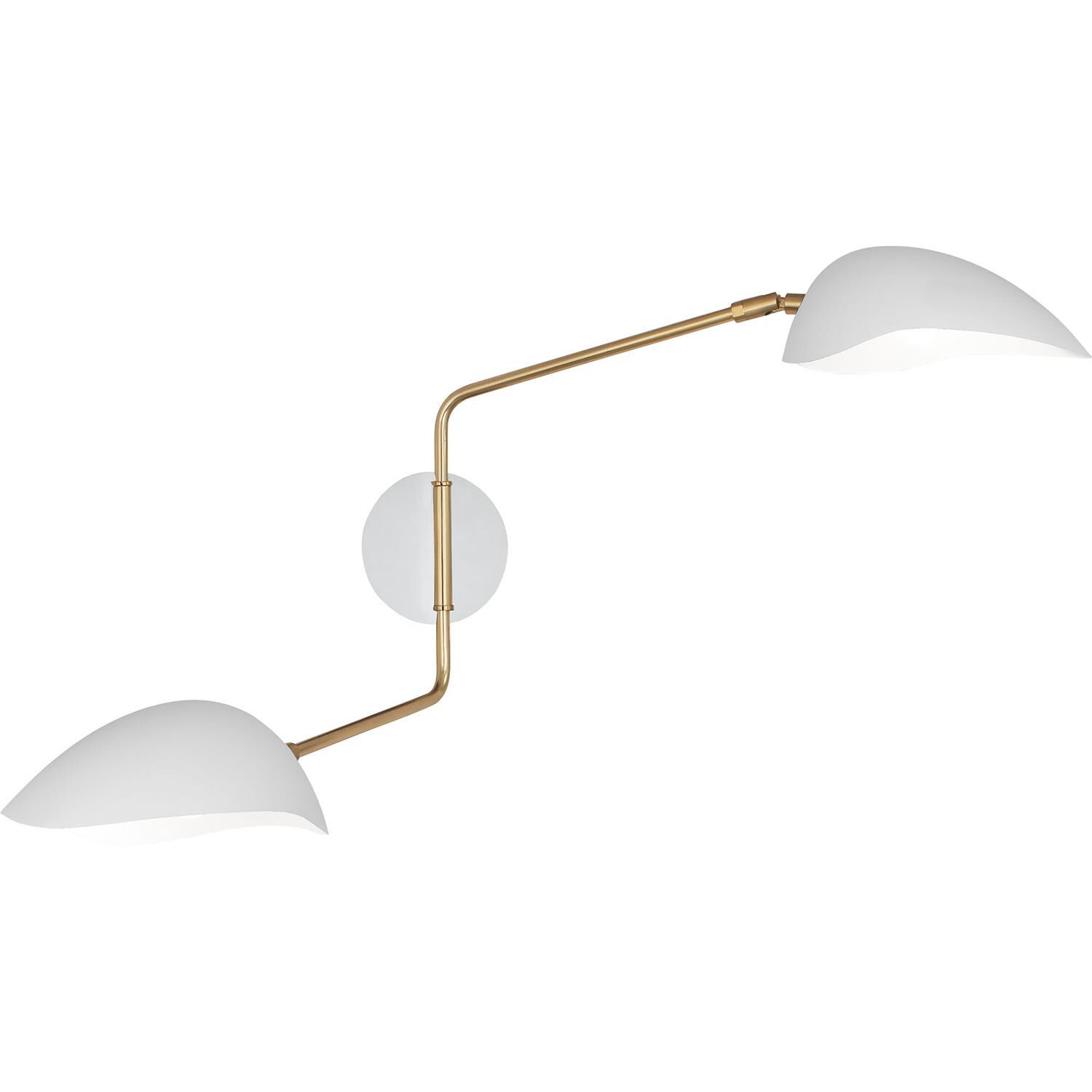 Shown in Modern Brass Finish With Satin White Adjustable Shades finish