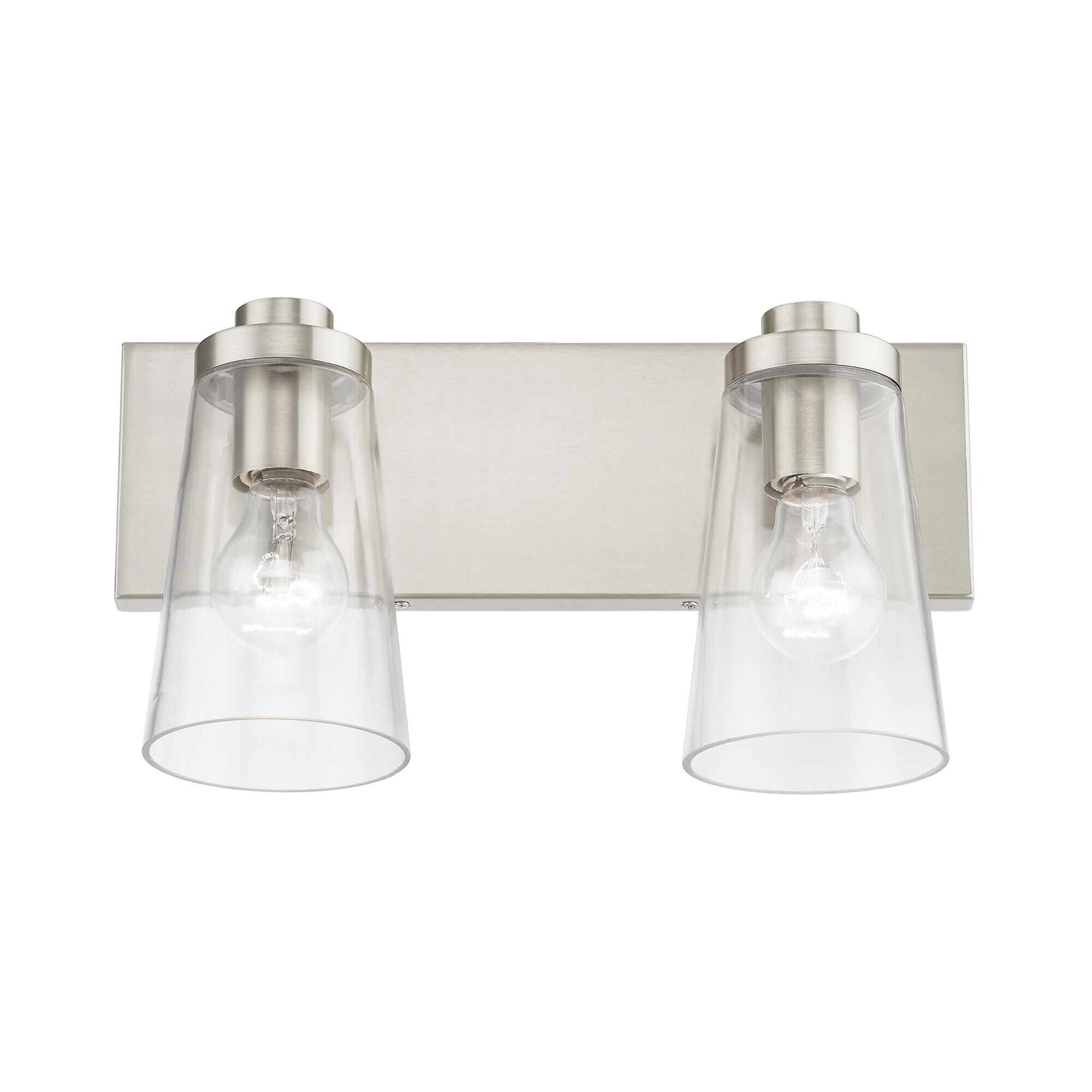 Shown in Brushed Nickel finish and Clear glass