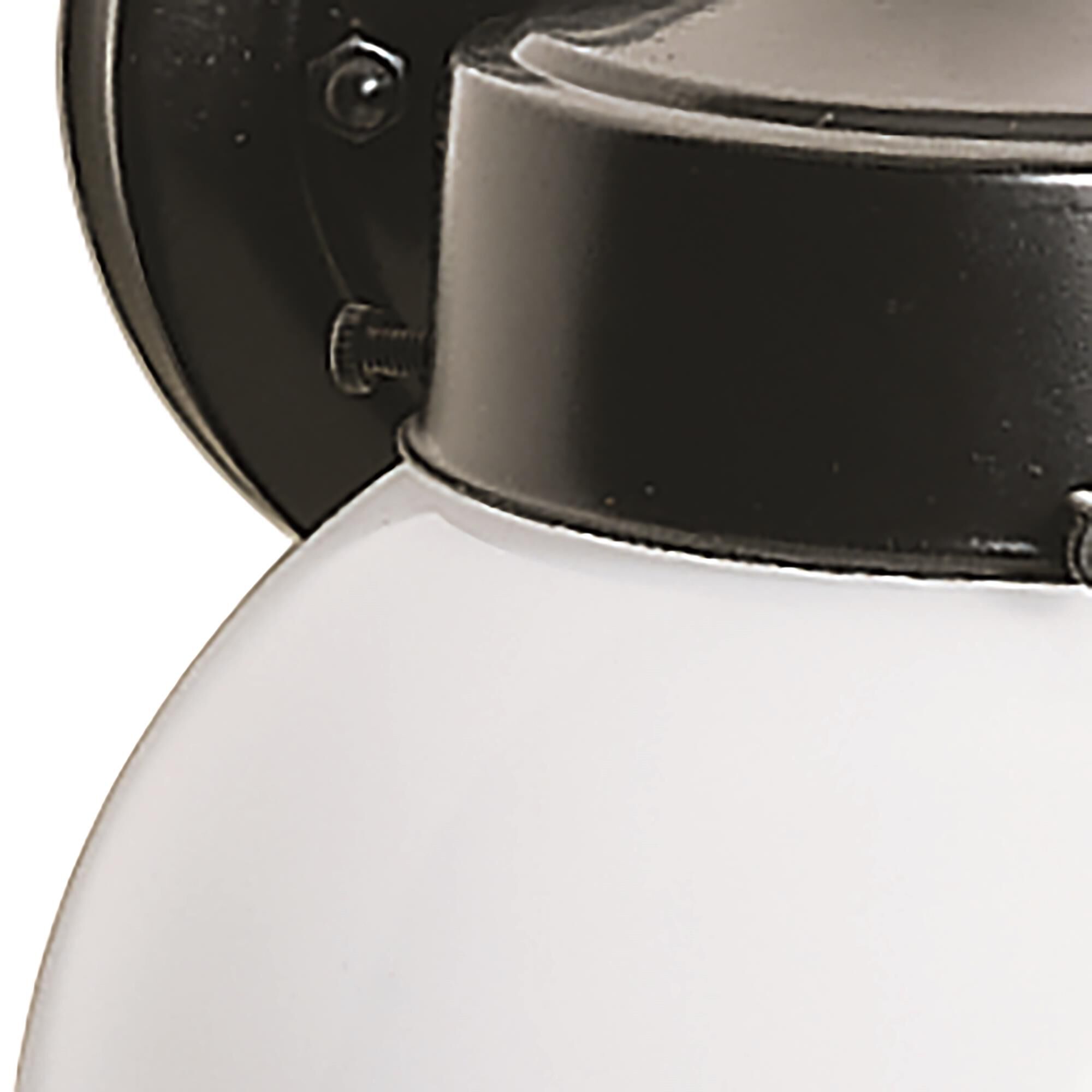 Shown in Black finish and White Globe glass