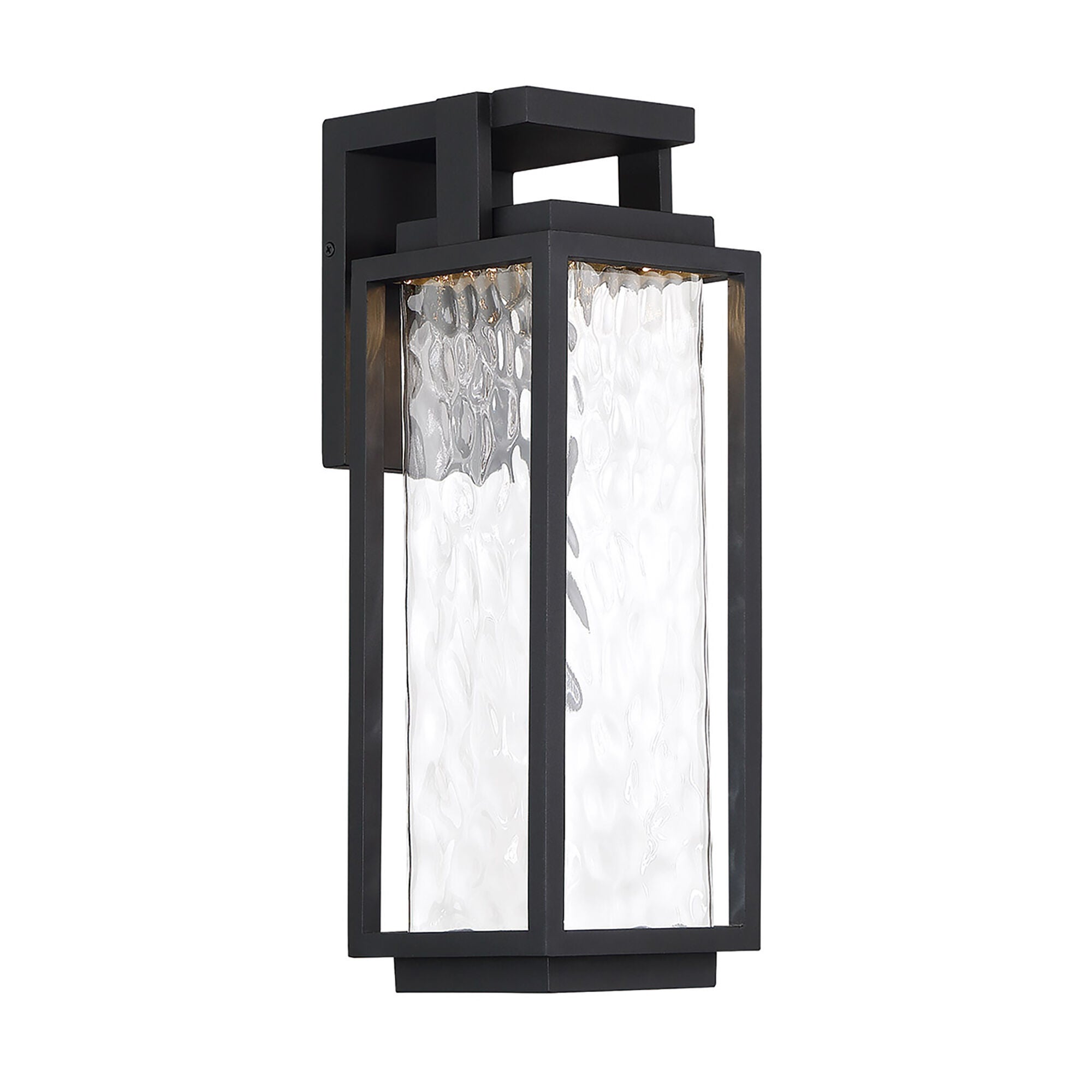 Shown in Black finish and Clear Hammered Seeded glass