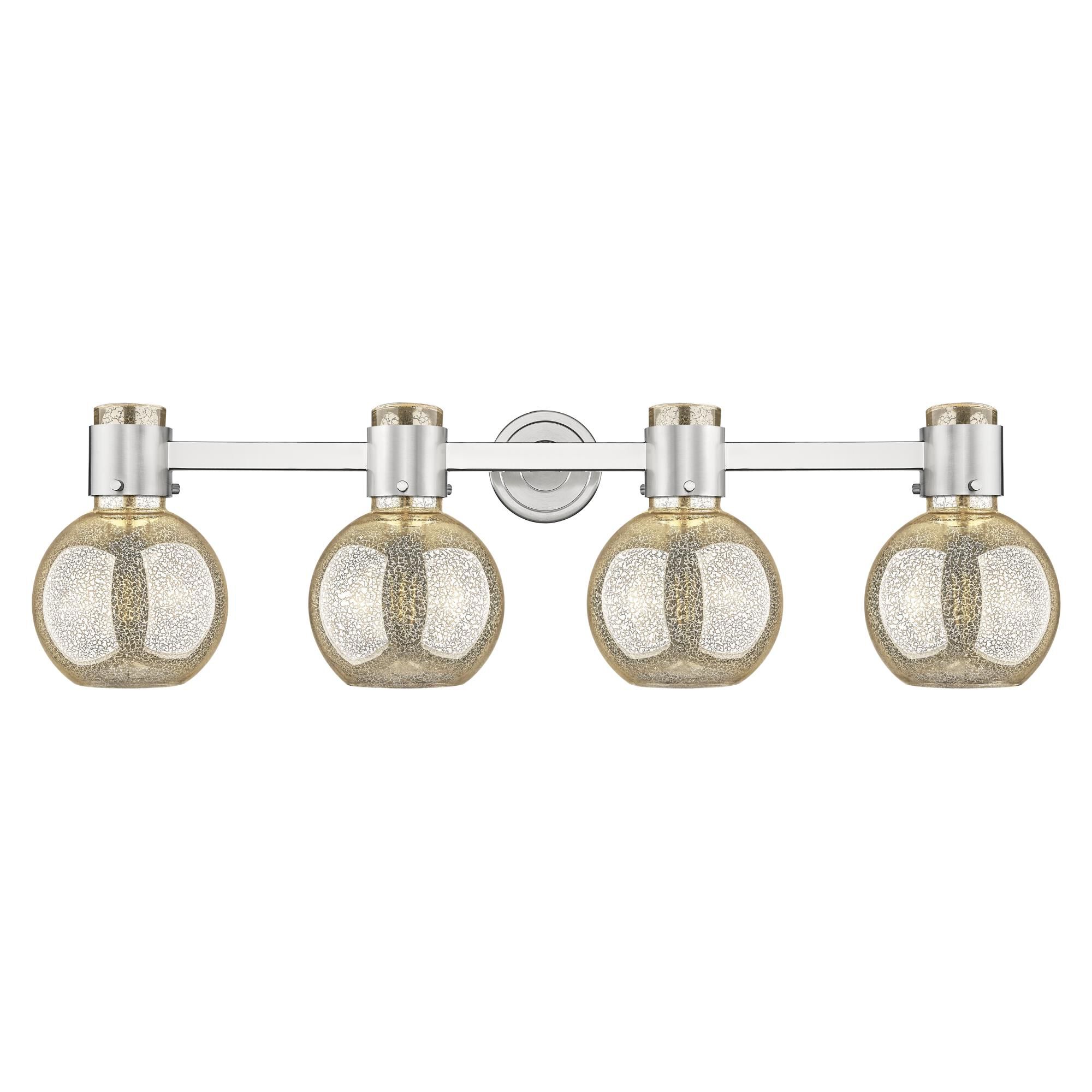 Shown in Brushed Satin Nickel finish and Mercury glass