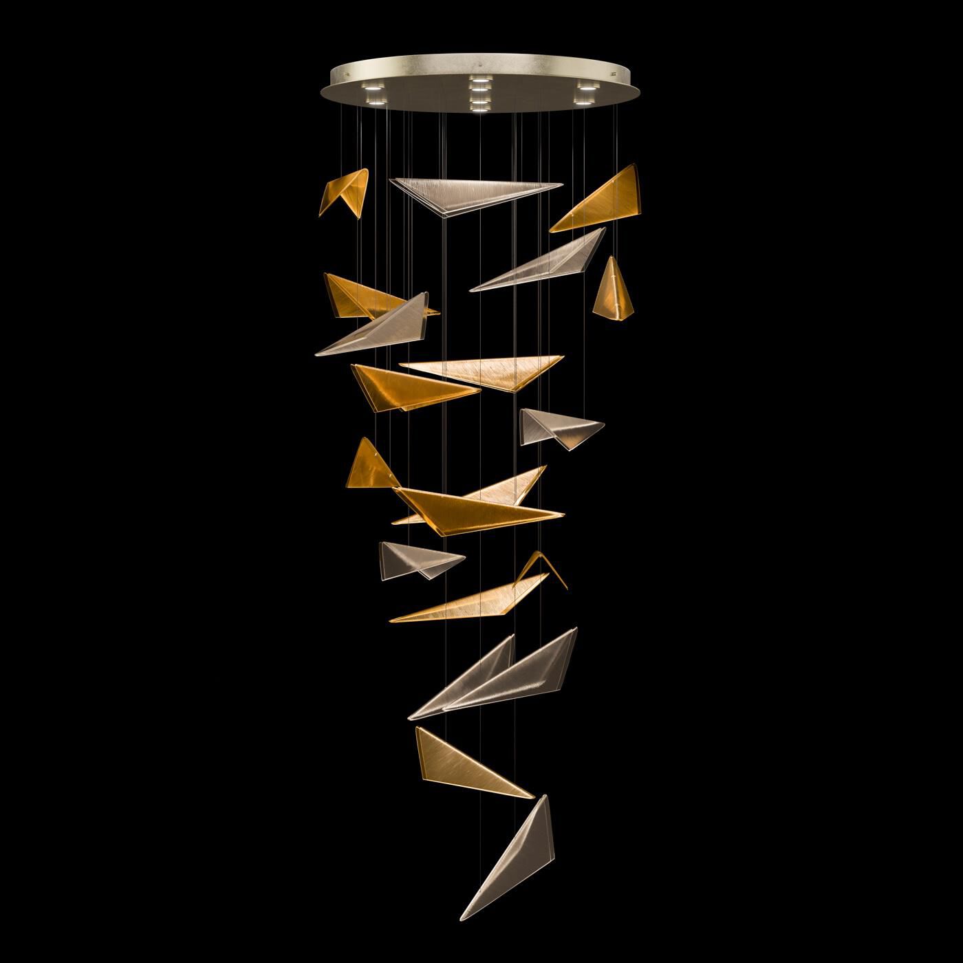 Shown in Gold finish and Amber Linear glass