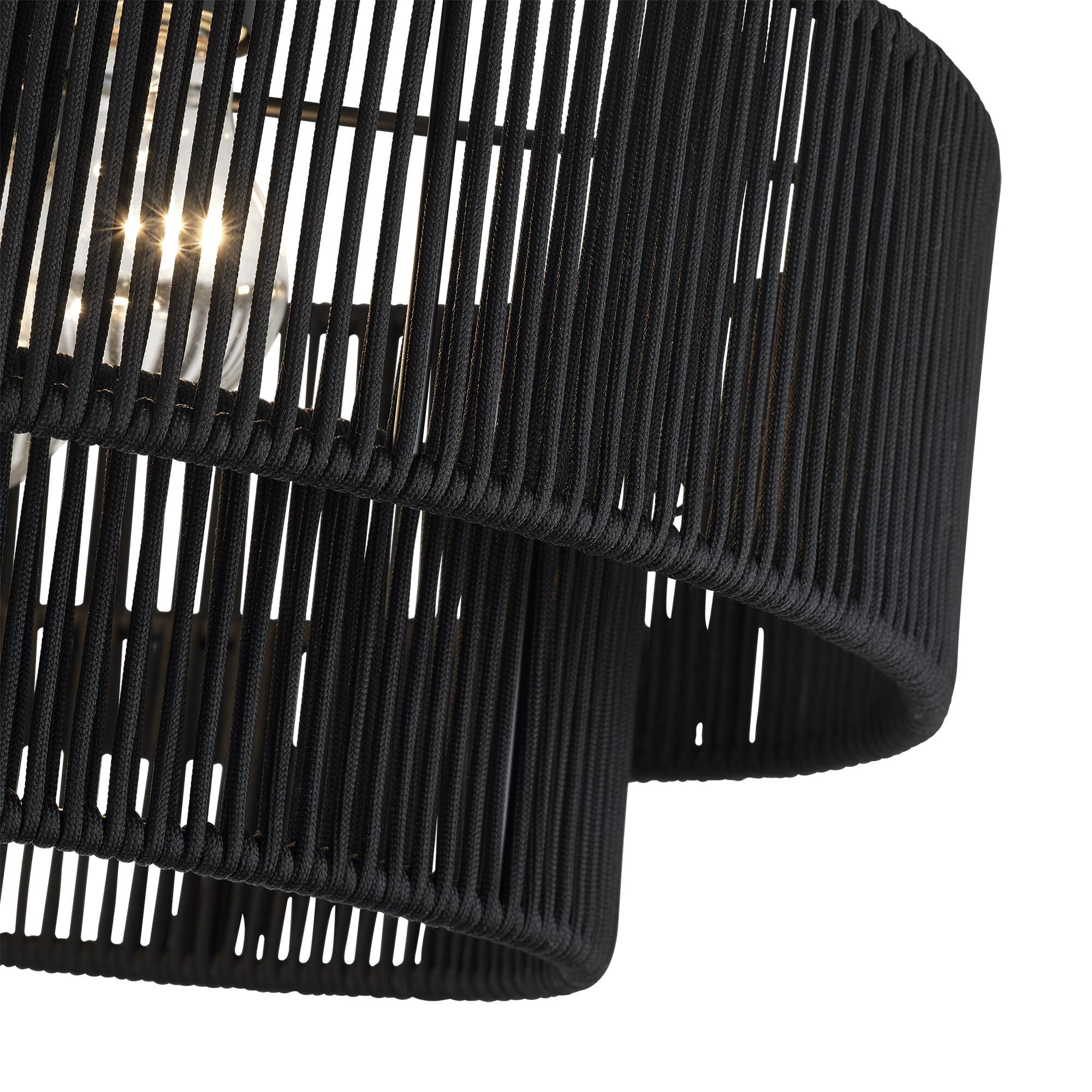 Shown in Black finish and Hand-Woven Parisian Night Color Polyester Rope shade