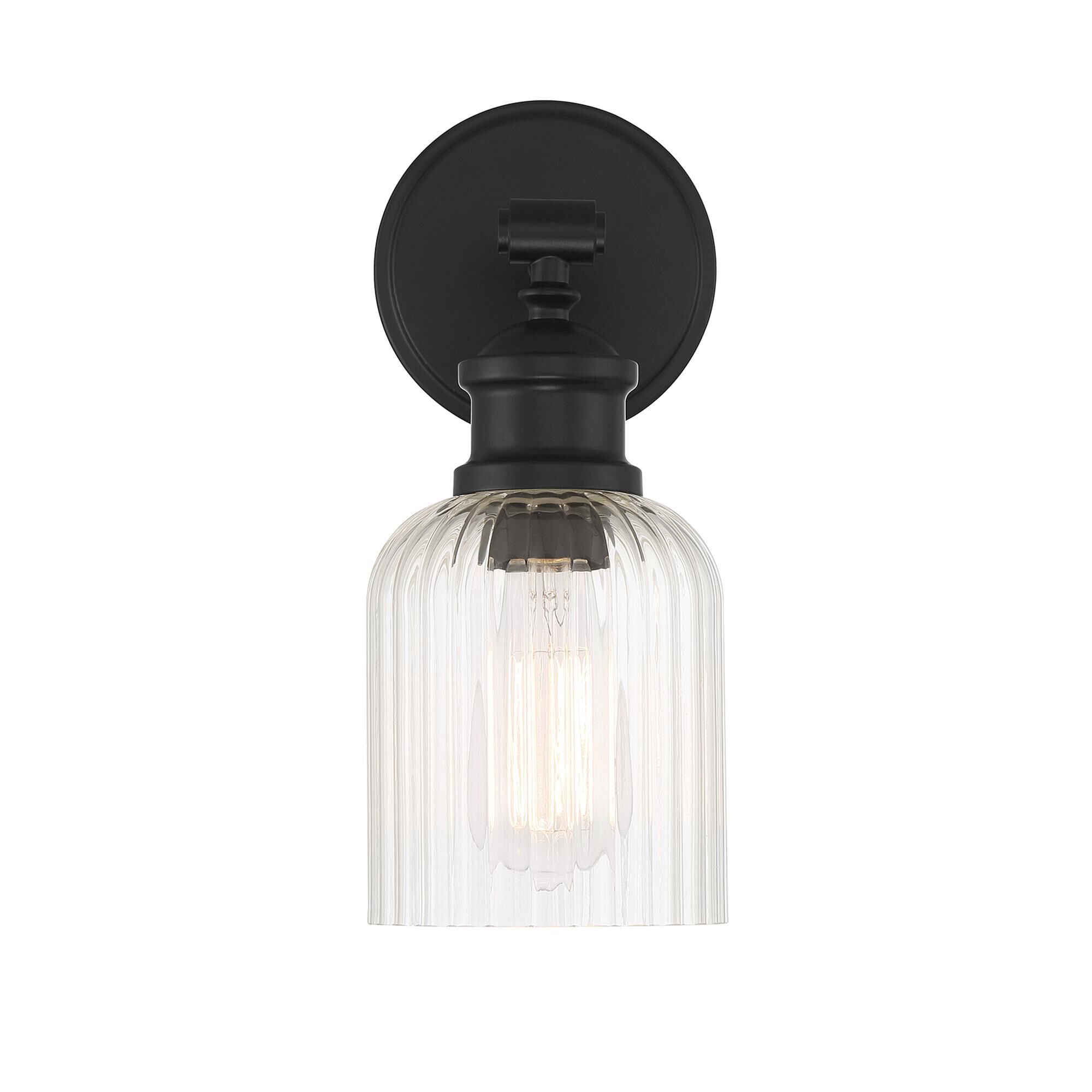 Shown in Matte Black finish and Ribbed glass