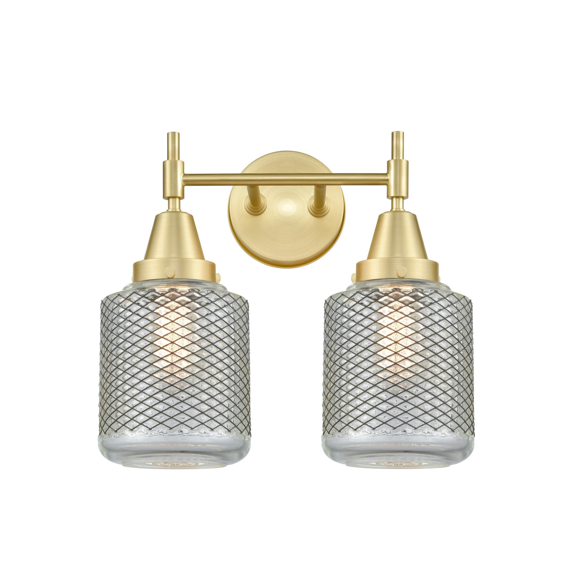 Shown in Satin Brass finish and Matte White Cased Large Cone glass