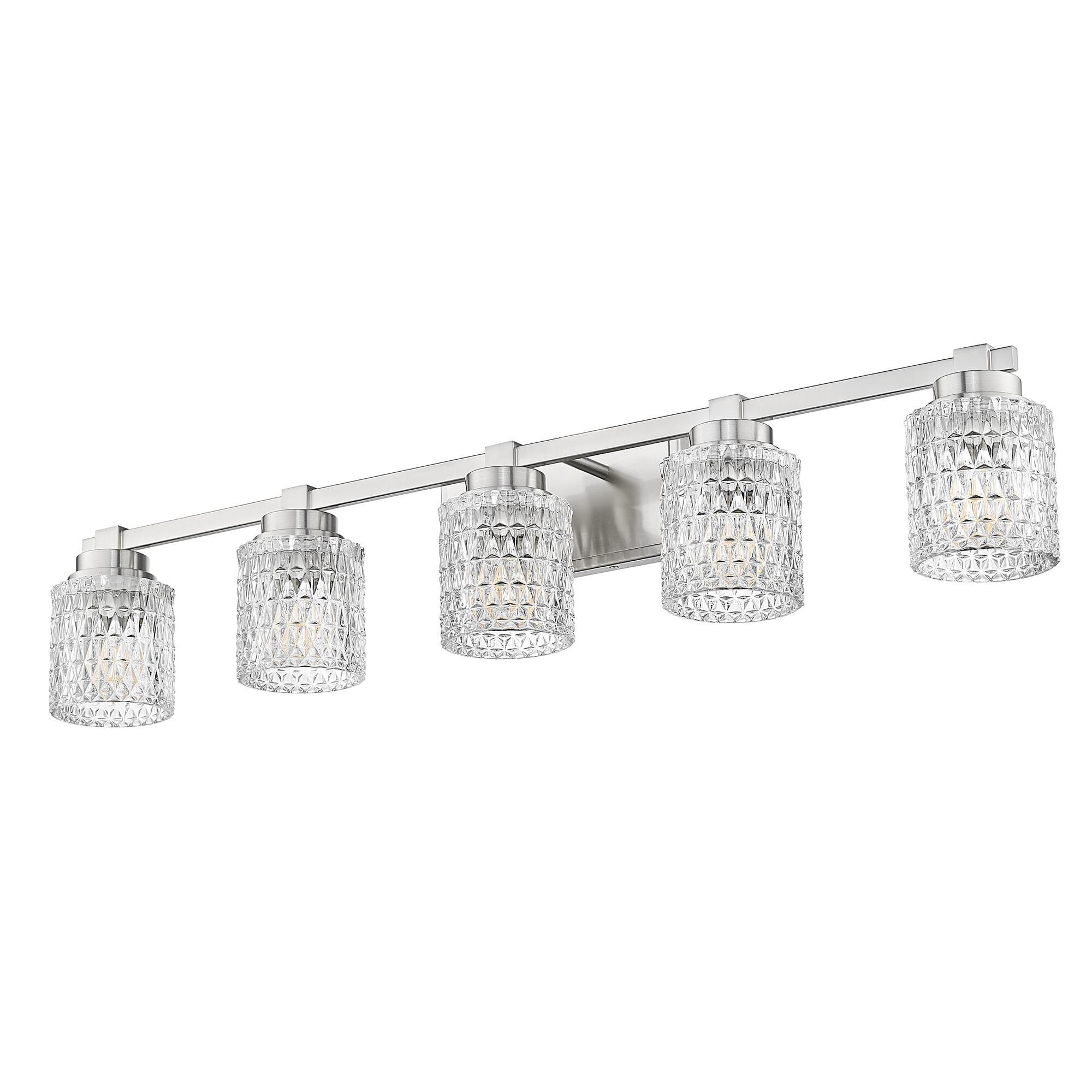 Shown in Brushed Nickel finish and Clear Diamond glass