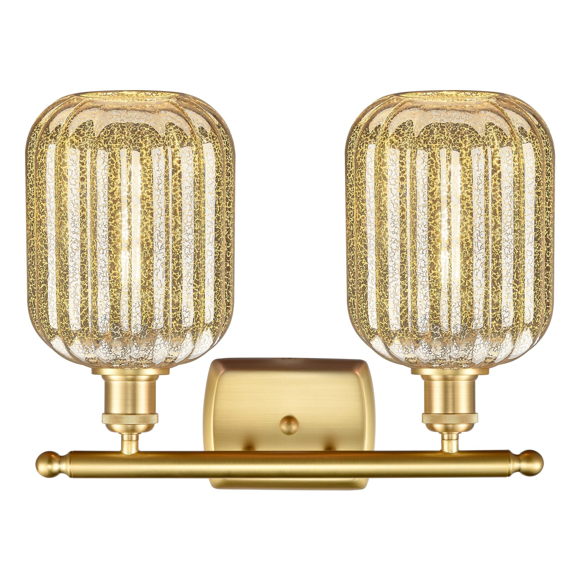 Shown in Satin Gold finish and Mercury glass