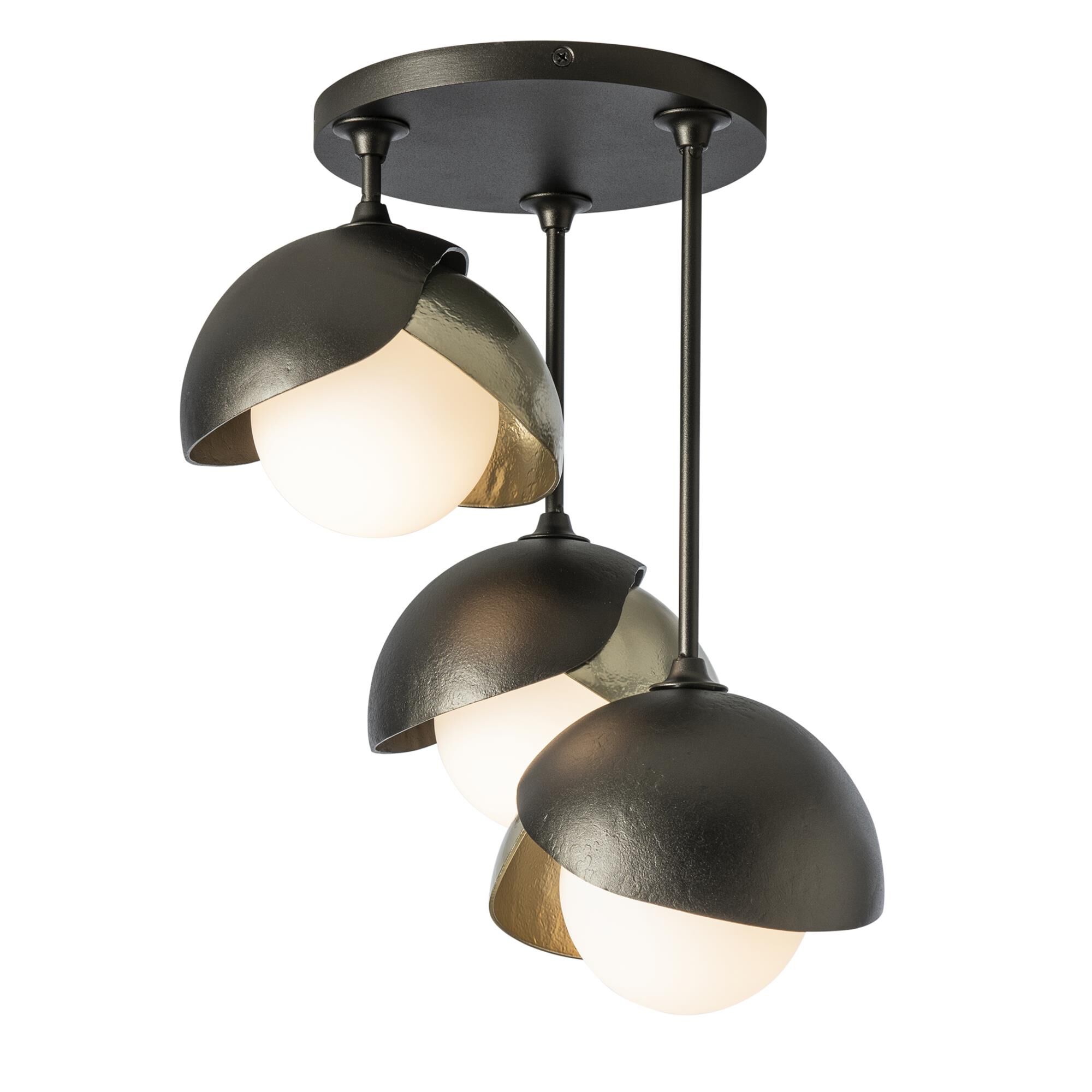 Shown in Oil Rubbed Bronze finish and Opal glass and Modern Brass  accent