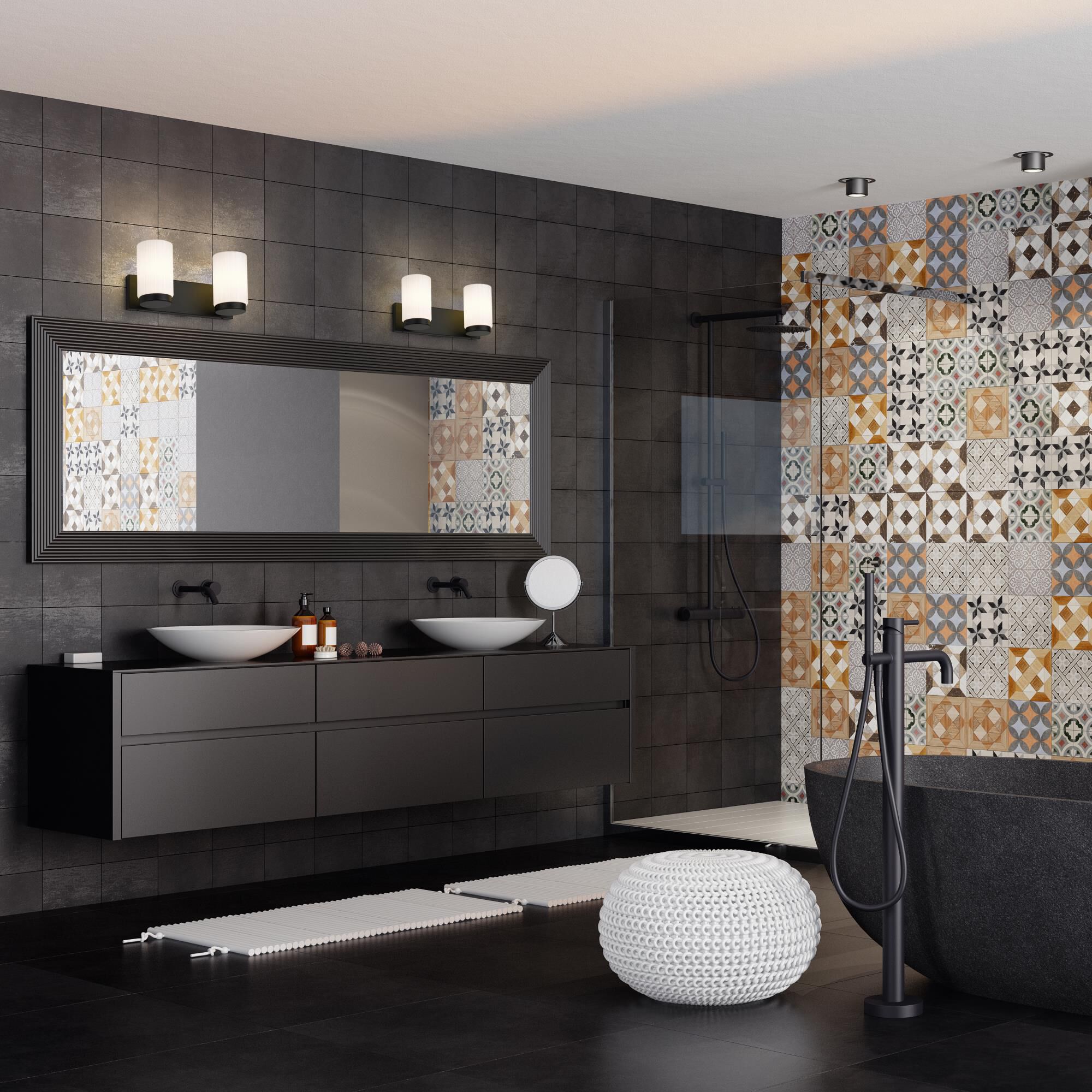 Shown in Matte Black finish and Matte Opal glass and Matte Opal shade