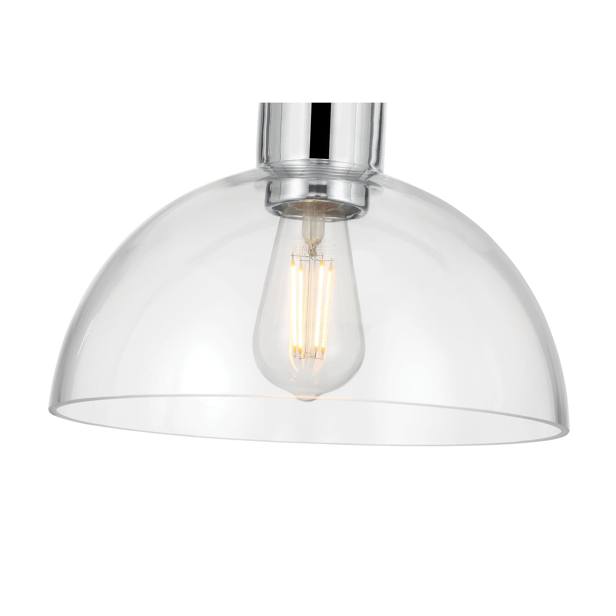 Shown in Chrome finish and Clear glass