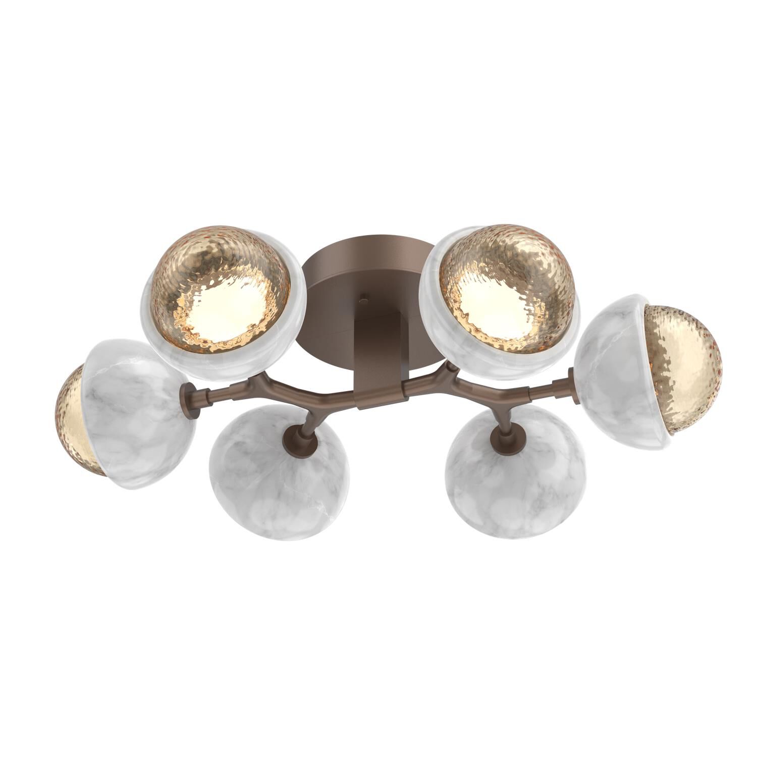 Shown in Burnished Bronze finish and Amber glass and White Marble accent