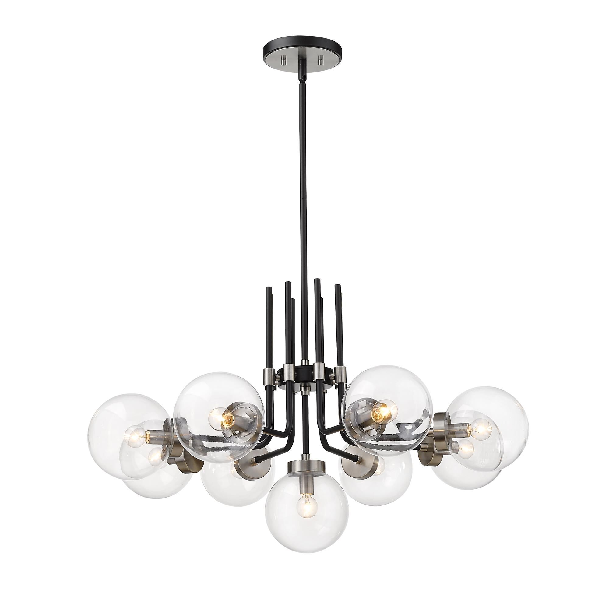 Shown in Matte Black + Brushed Nickel finish and Glass shade