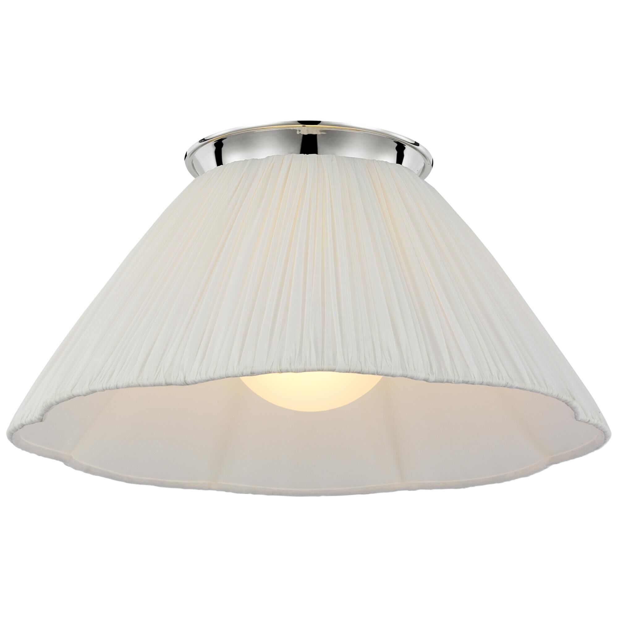 Shown in Polished Nickel finish and Scalloped Silk Pleated shade