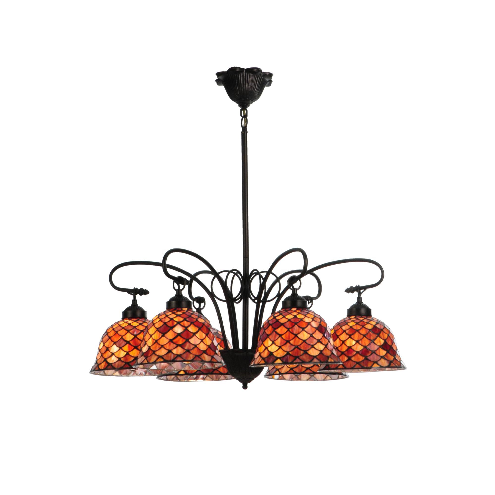 Tiffany Fishscale 31 Inch 6 Light Chandelier by Meyda Lighting