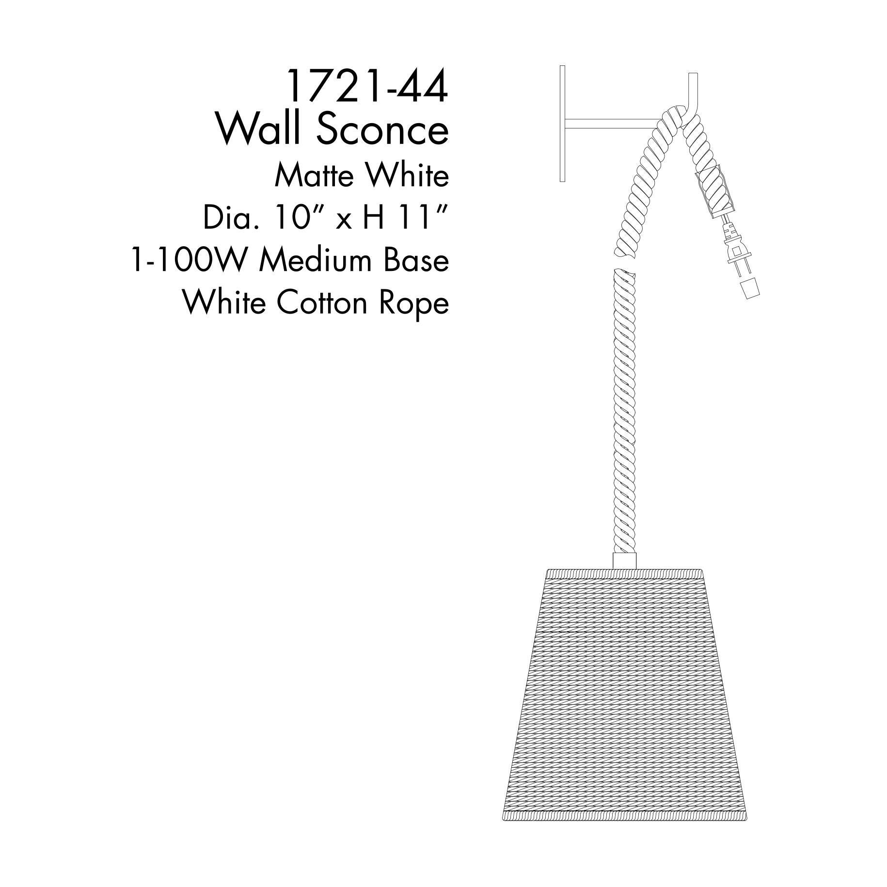 Shown in Matte White finish and Cotton Rope shade