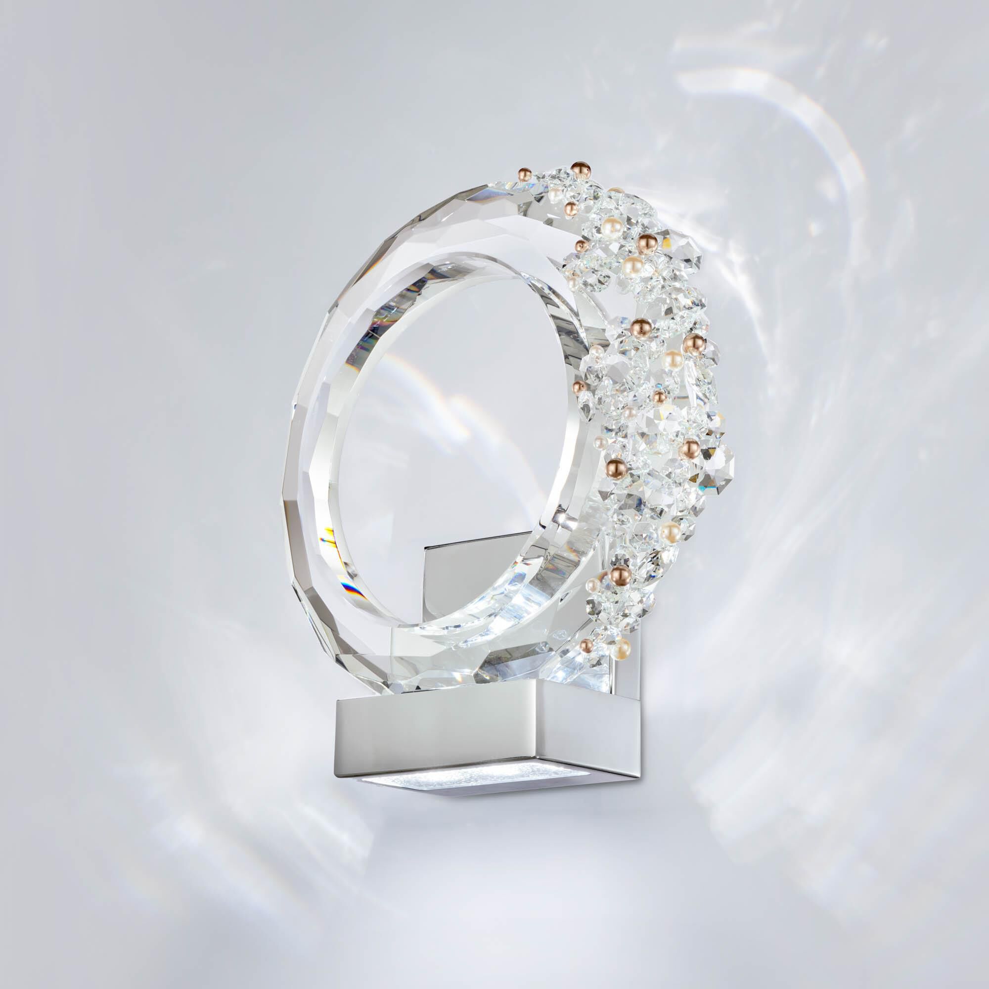 Shown in Polished Chrome finish and Radiance crystal and Crystal glass