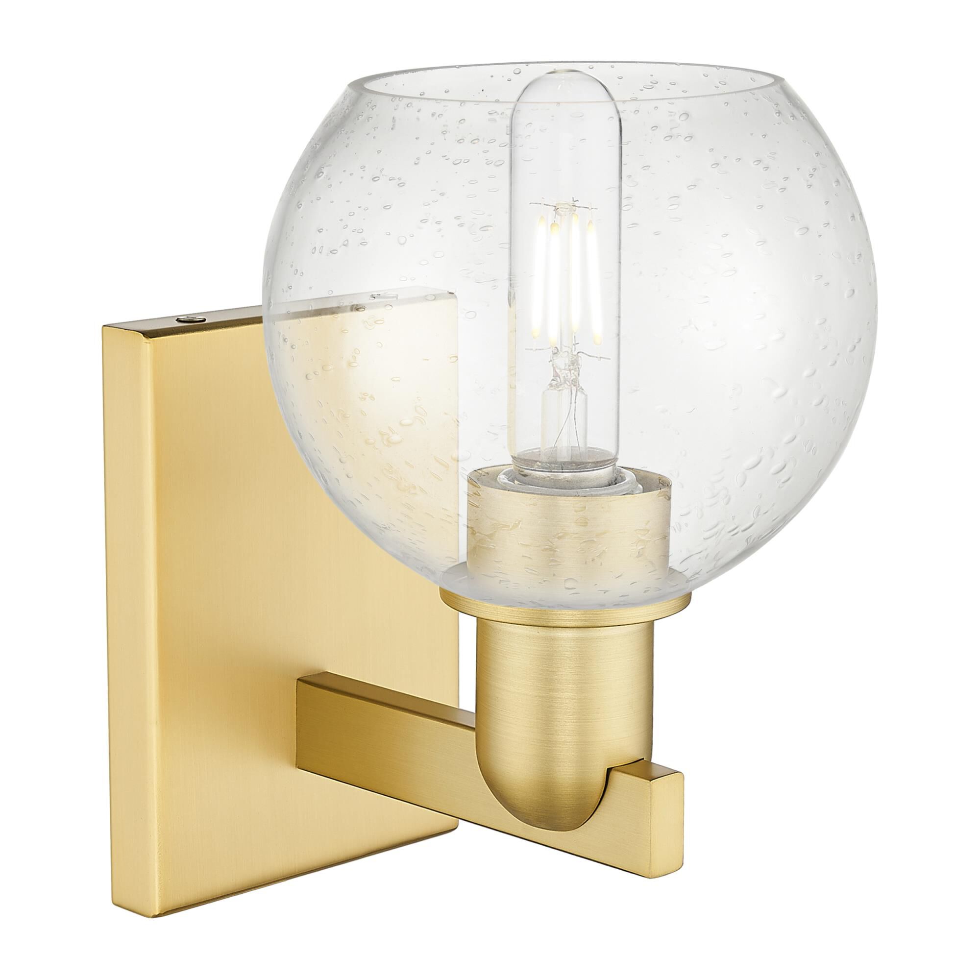 Shown in Satin Gold finish and Seedy glass