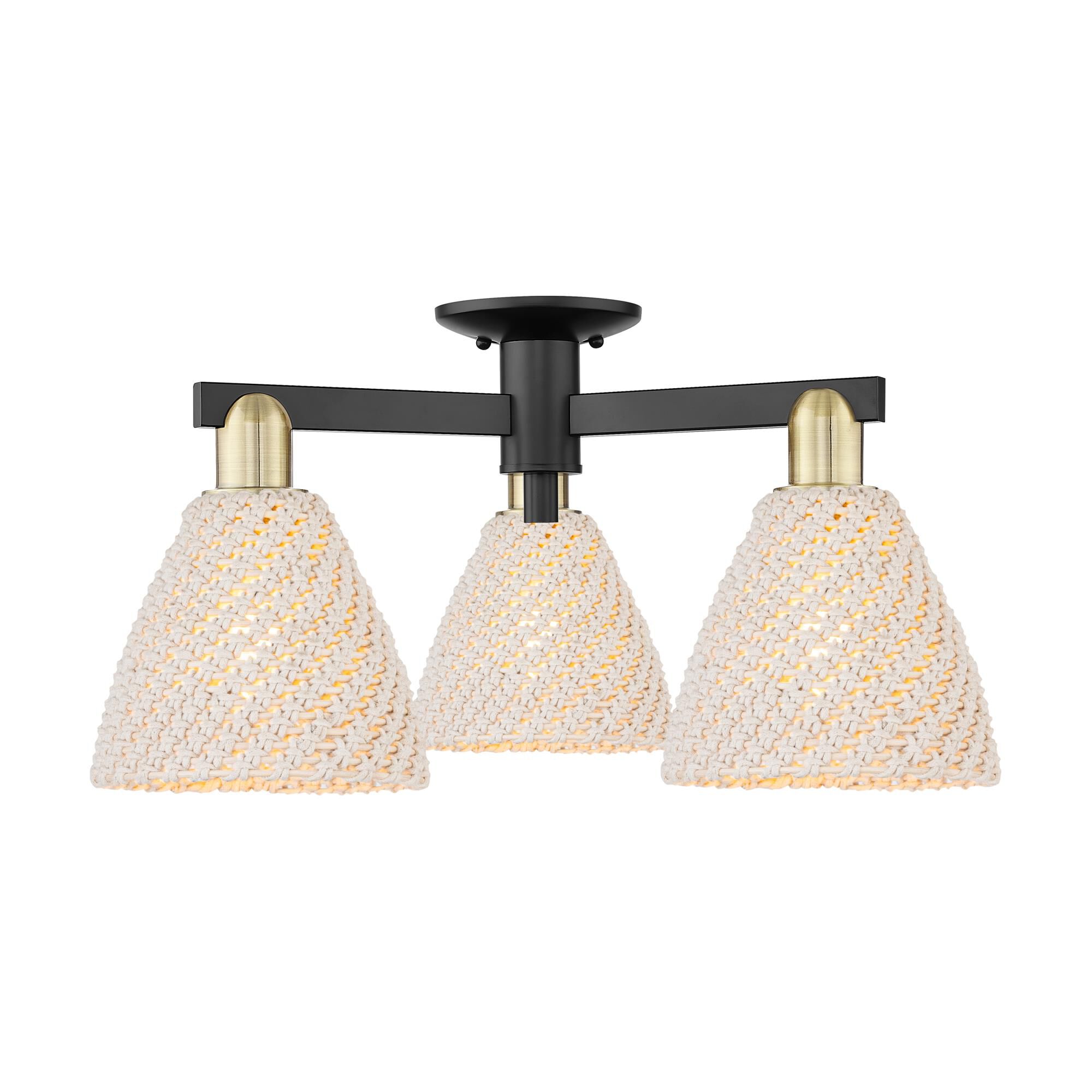 Shown in Black Antique Brass finish and Natural shade