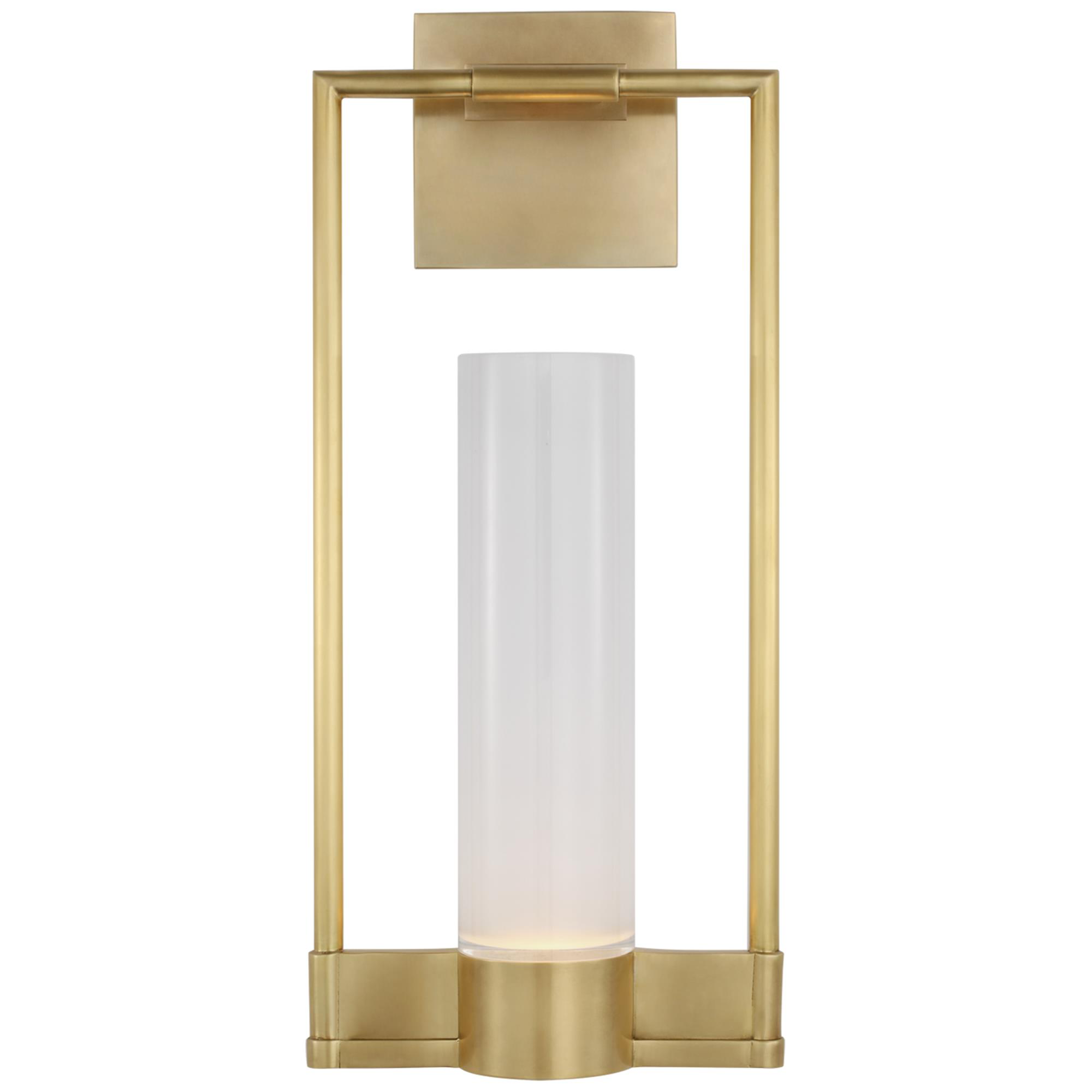 Shown in Antique Brass finish and Frosted glass