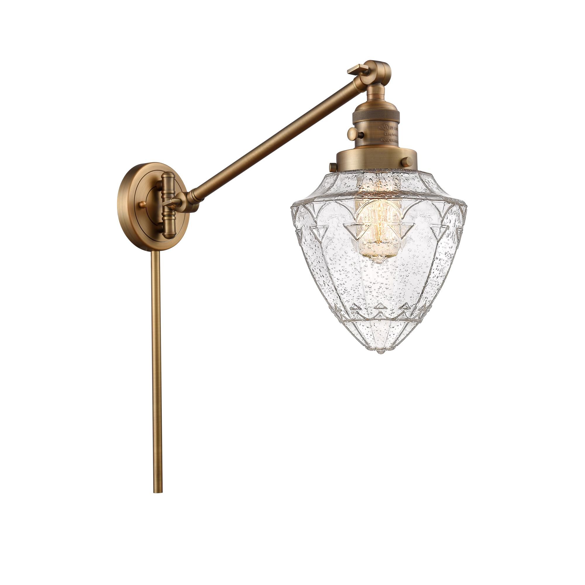 Shown in Brushed Brass finish and Seedy Small Bullet glass
