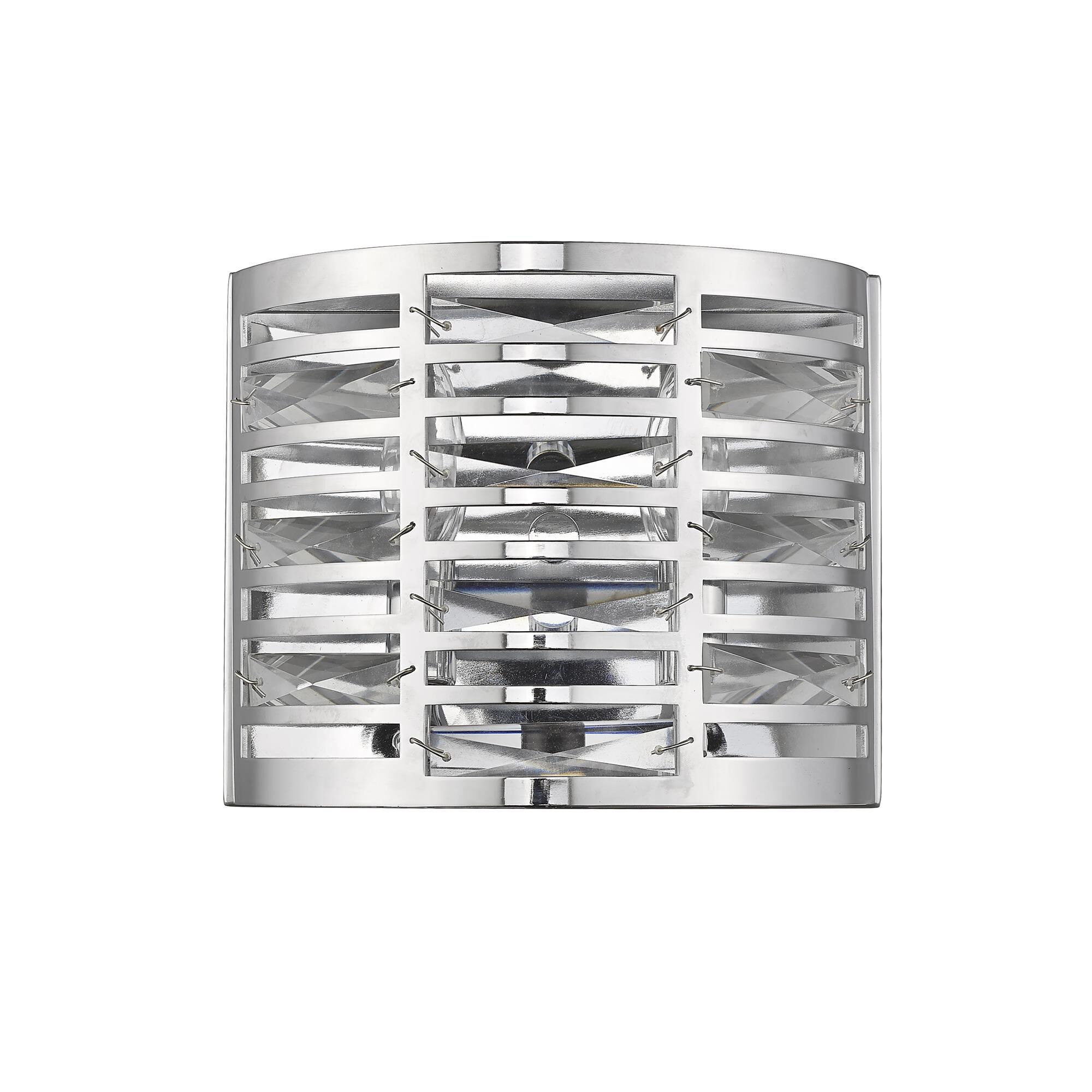 Shown in Chrome finish and --- glass and --- shade