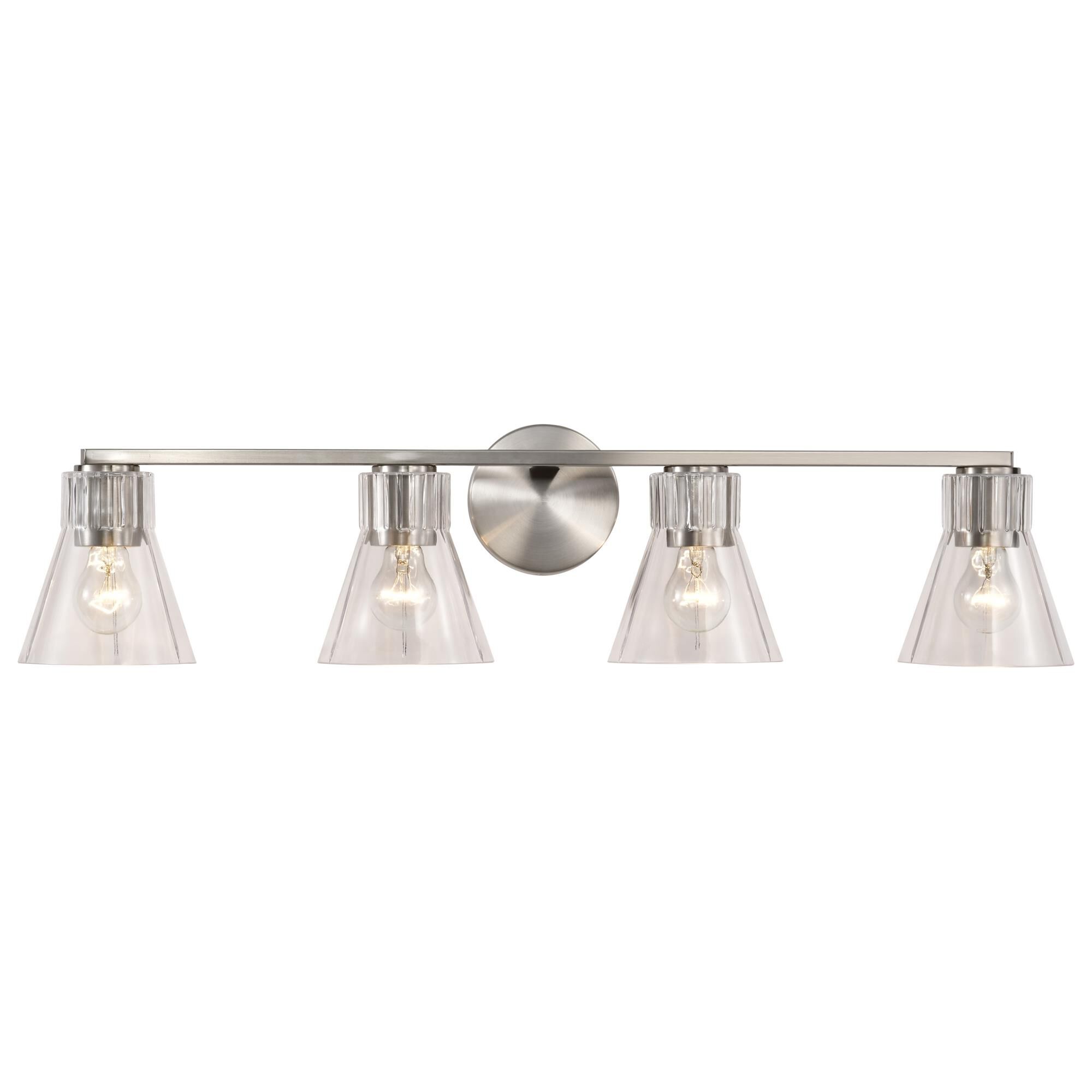 Shown in Brushed Nickel finish and Clear glass