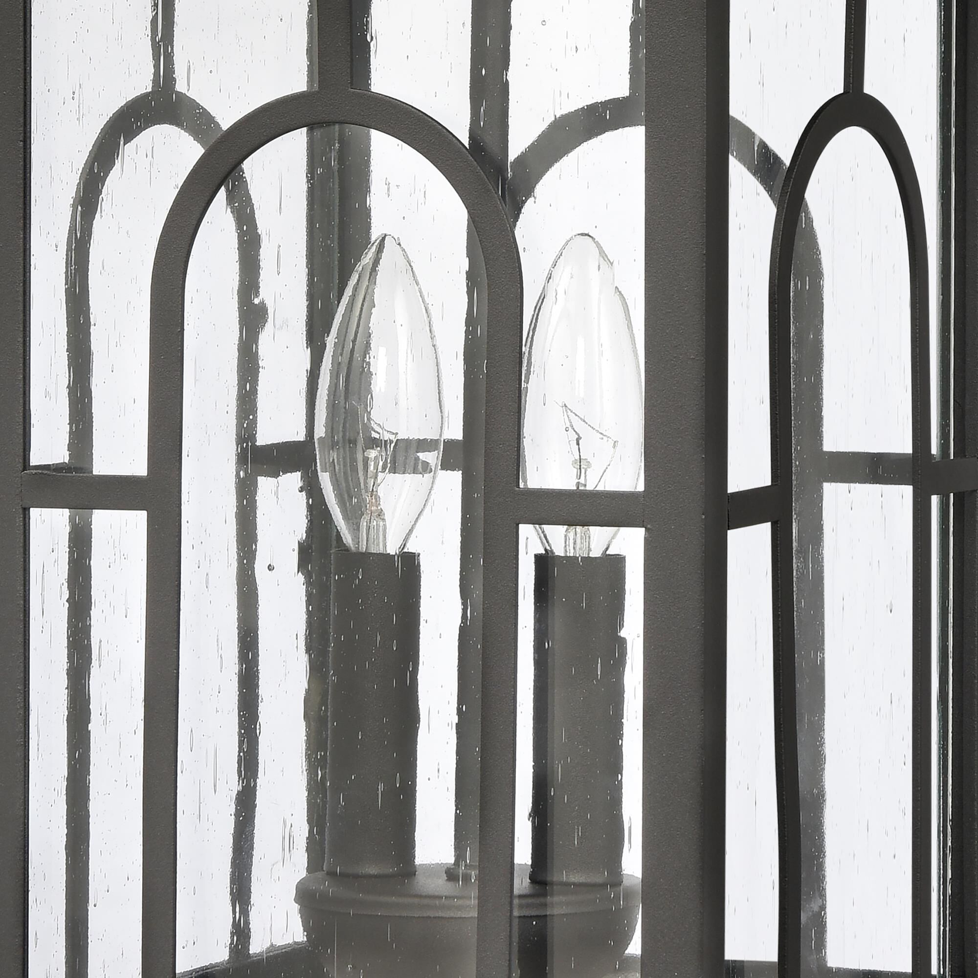 Shown in Black finish and Clear Seeded glass