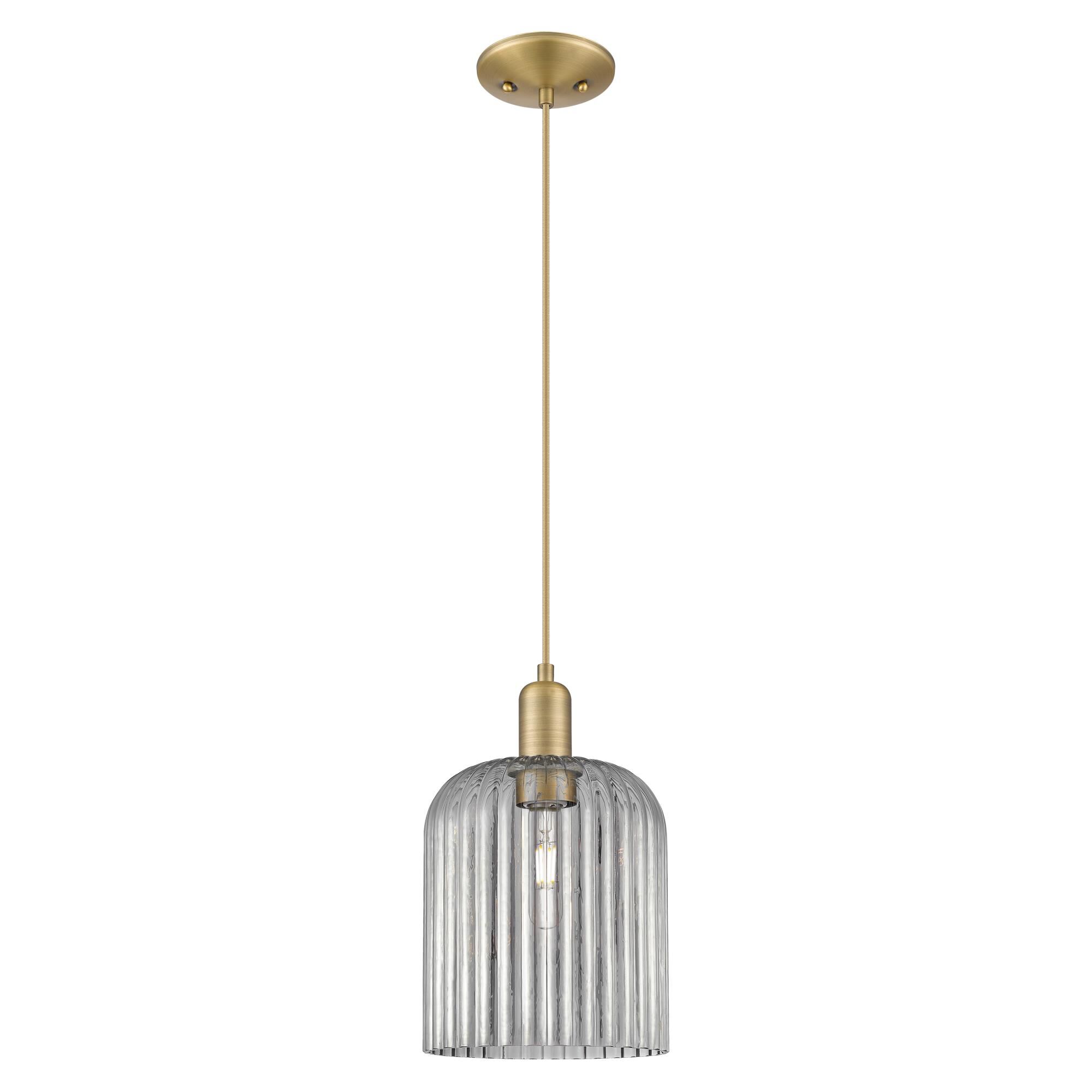 Shown in Brushed Brass finish and Light Smoke glass