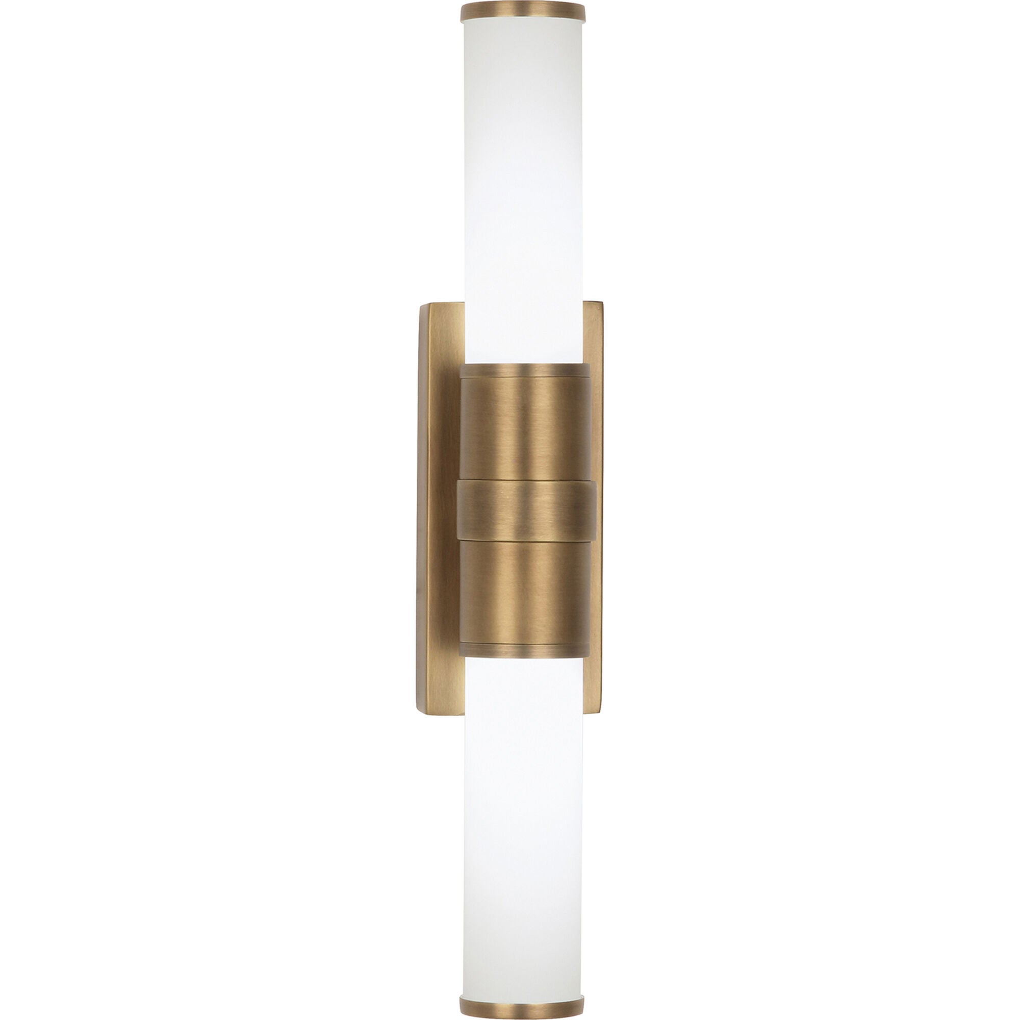 Shown in Warm Brass finish and White Frosted glass