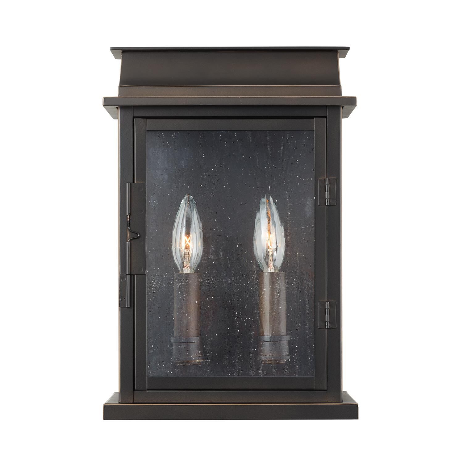 Shown in Oiled Bronze finish and Antiqued glass