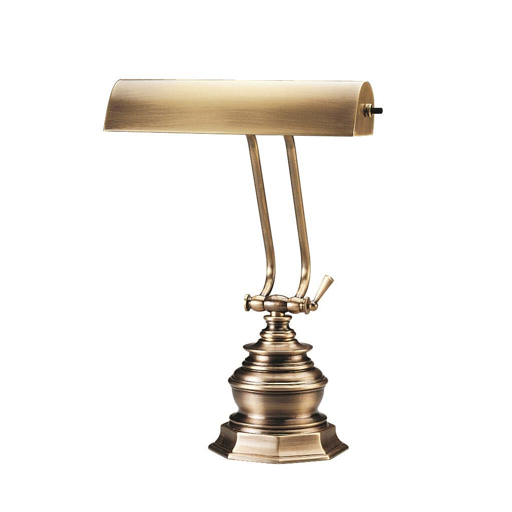 Shown in Antique Brass finish and Metal shade