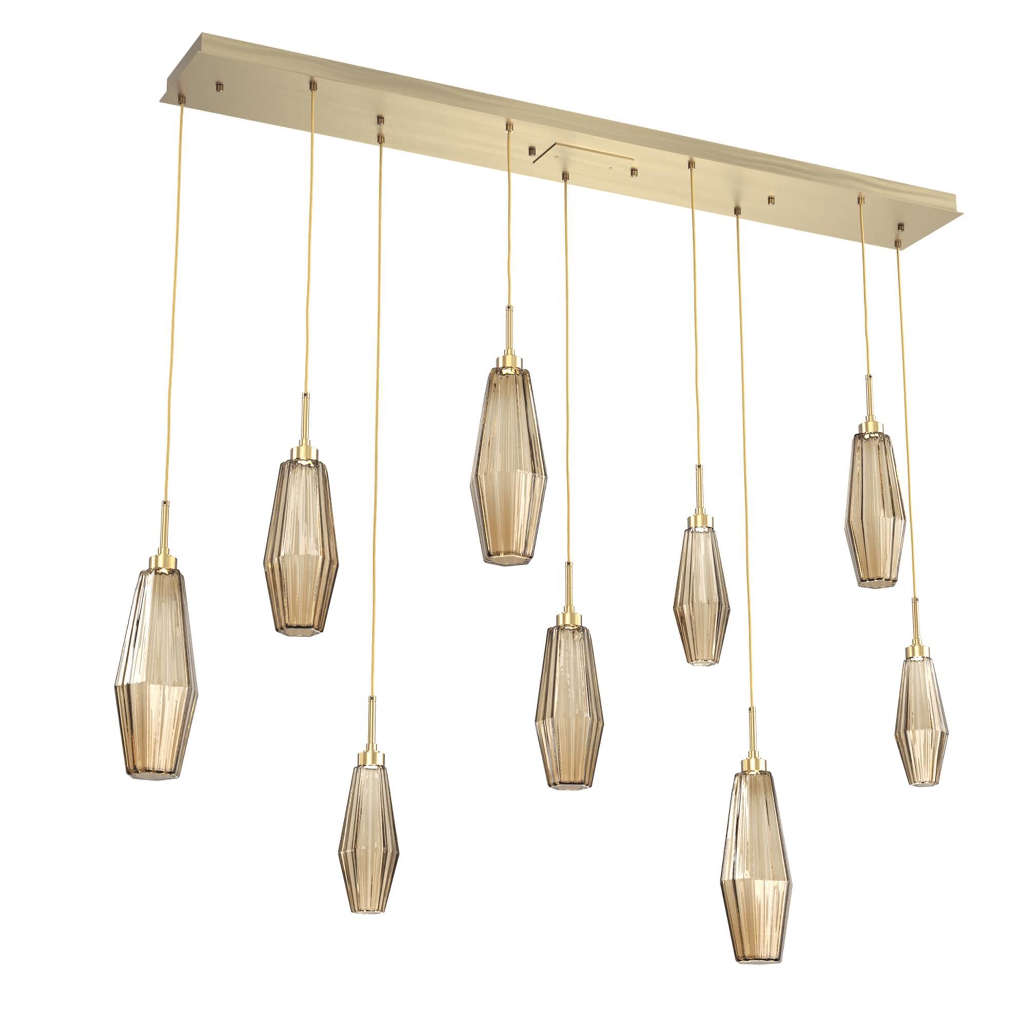 Shown in Novel Brass finish and Optic Rib Bronze glass