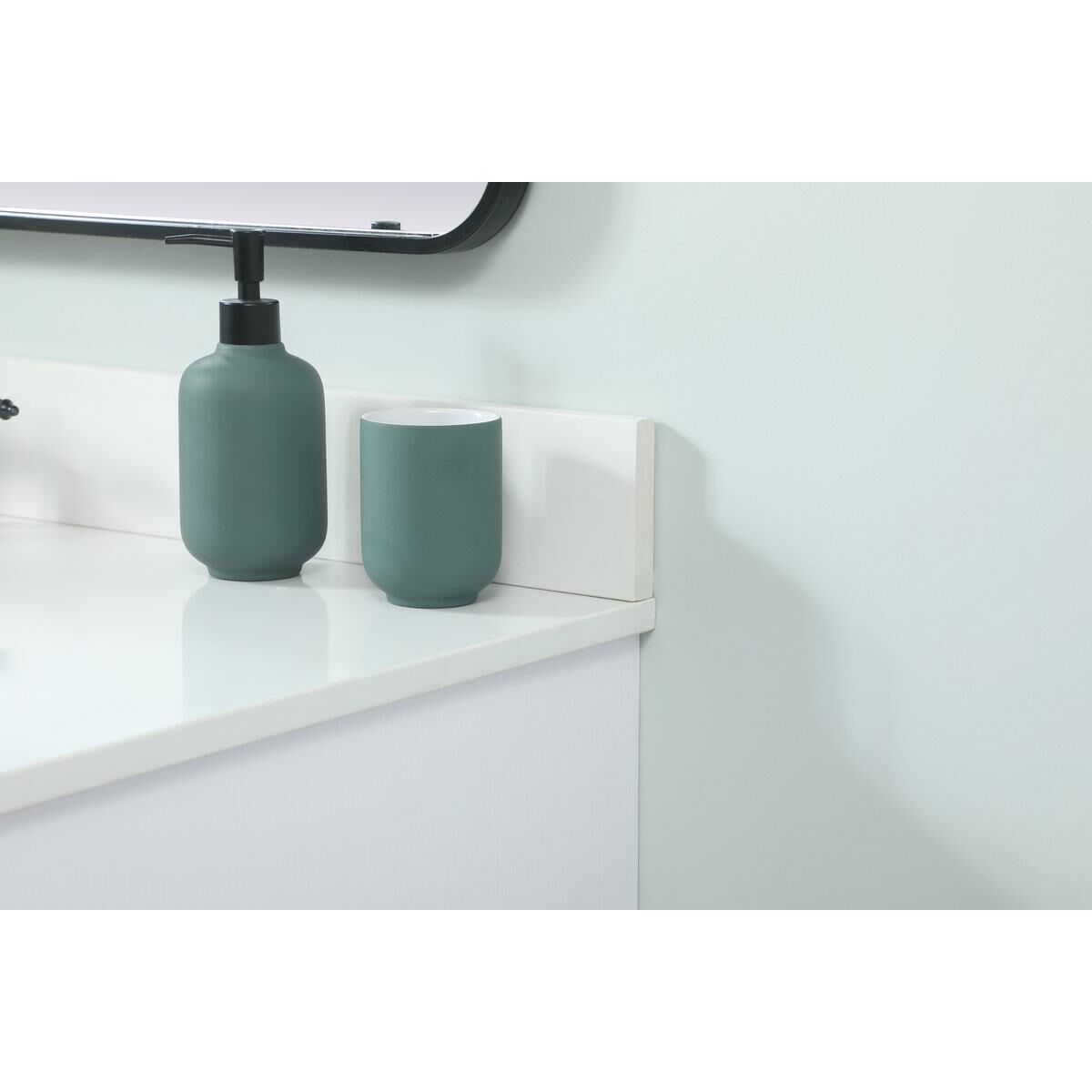 Shown in White finish and Backsplash accent