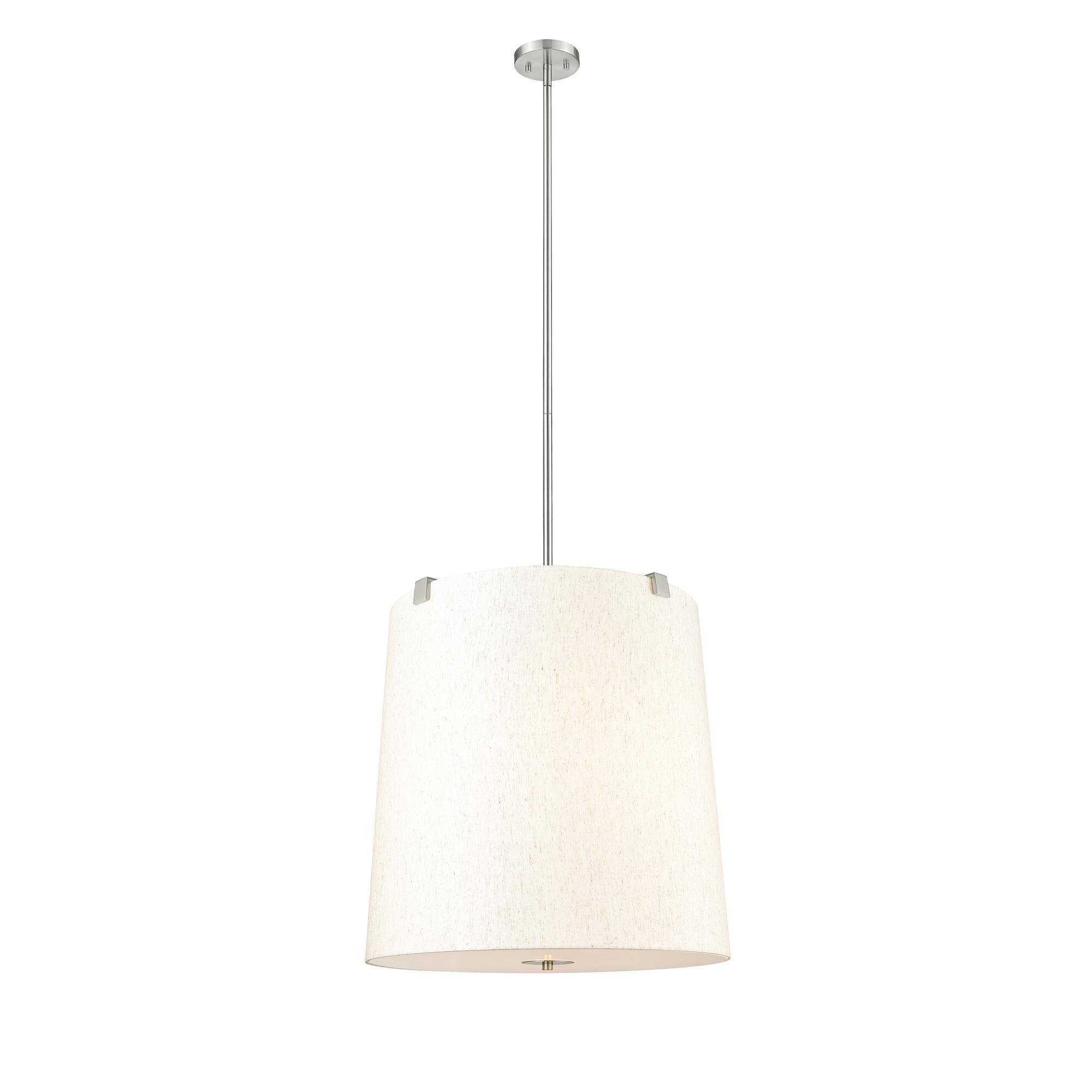 Shown in Brushed Nickel finish and Cream glass and Cream shade