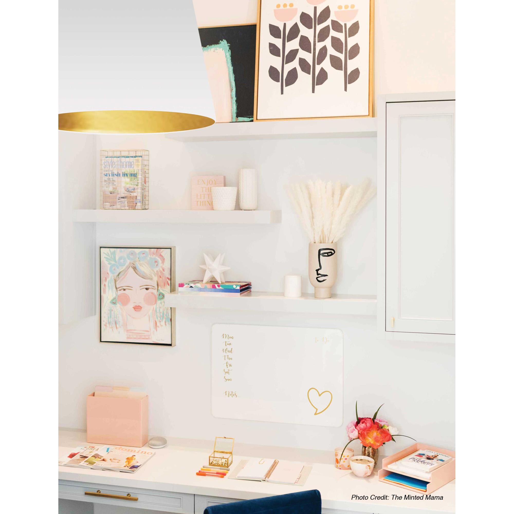 Shown in White finish and White on Gold Fabric shade