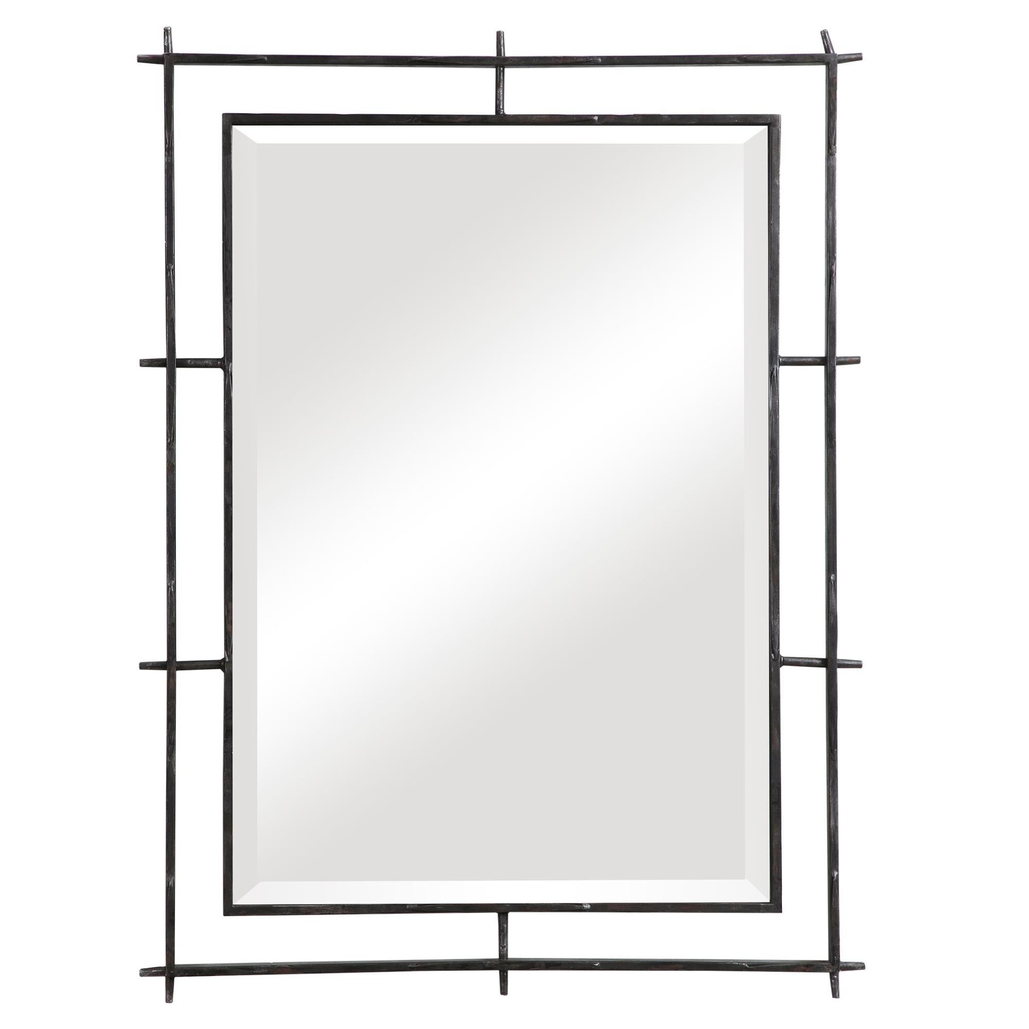 Shown in A Nod To Traditional Industrial Style, This Mirror Features A Handcrafted Solid Iron Frame Finished  finish