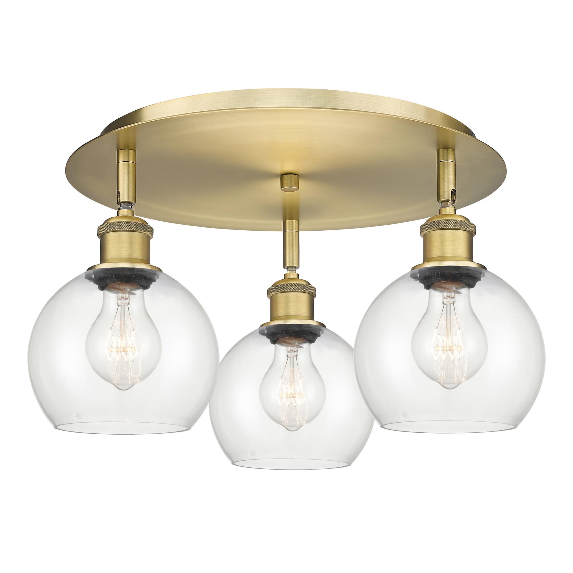 Shown in Brushed Brass finish and Clear glass