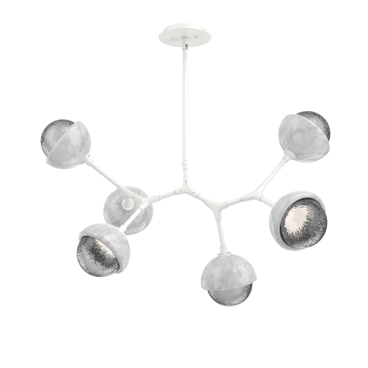 Shown in Salt White finish and Smoke glass and White Marble accent